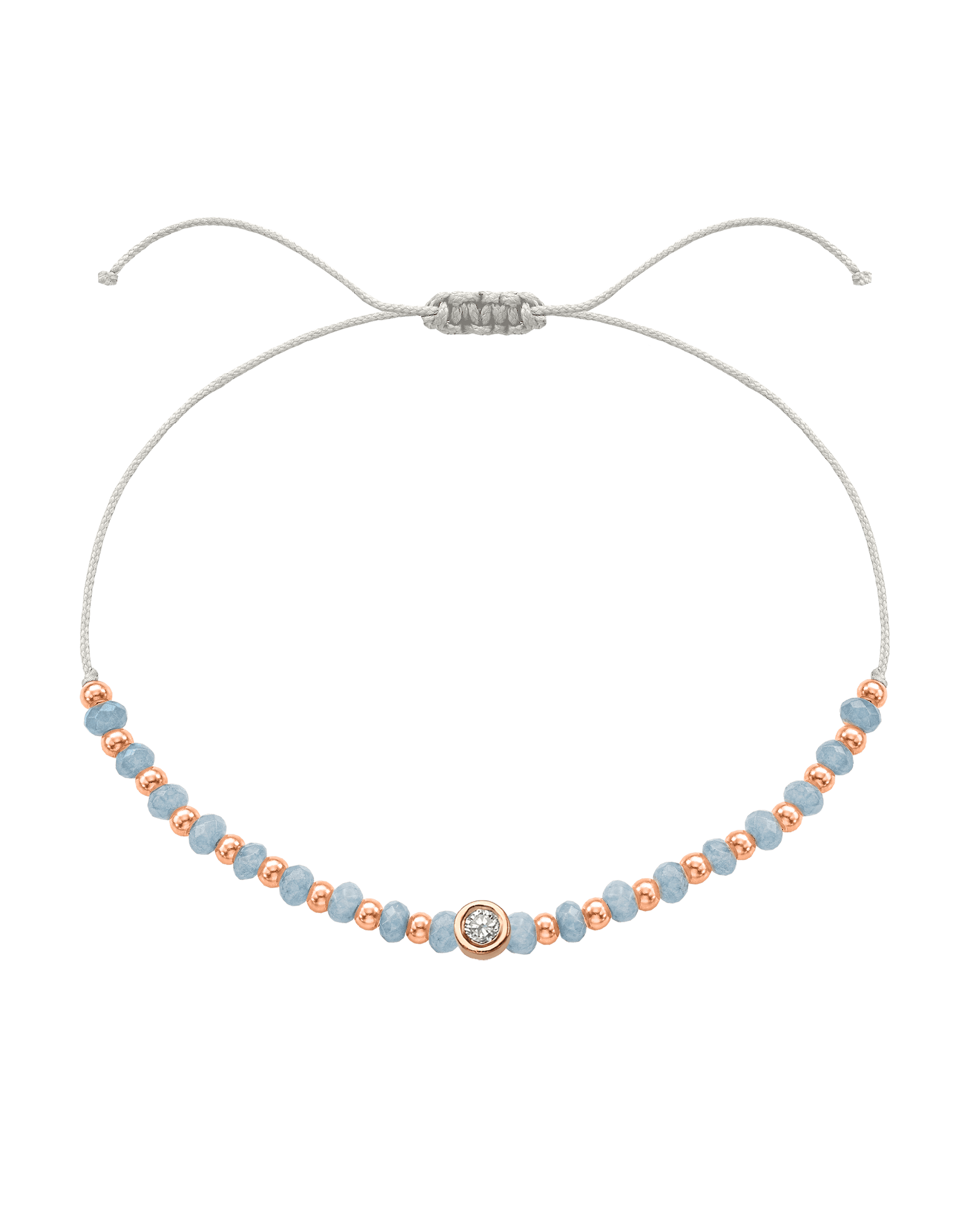 Celestite Gemstone String of Love Bracelet for Mindfulness - 14K Rose Gold Bracelets 14K Solid Gold Pearl Medium: 0.04ct 