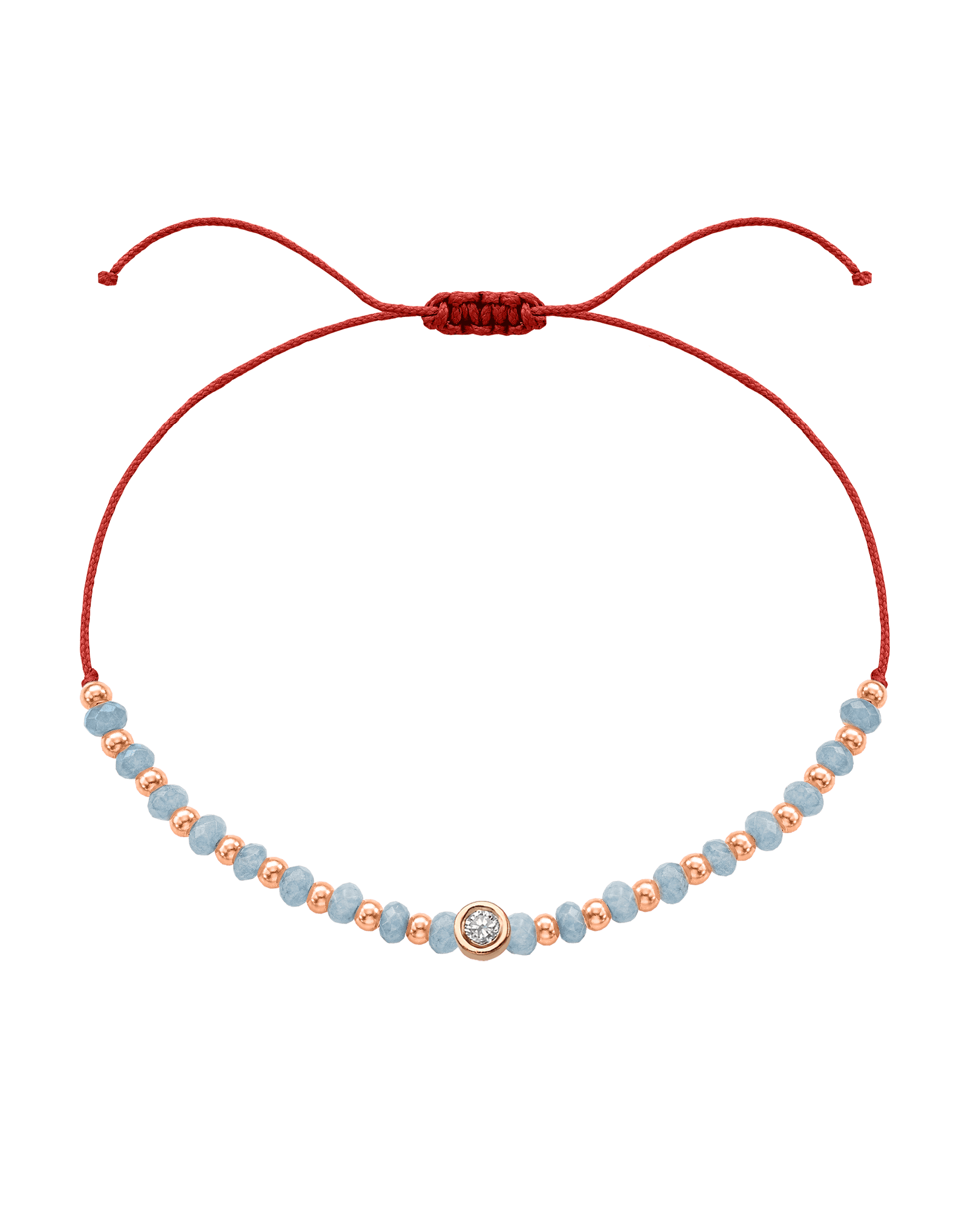 Celestite Gemstone String of Love Bracelet for Mindfulness - 14K Rose Gold Bracelets 14K Solid Gold Red Medium: 0.04ct 