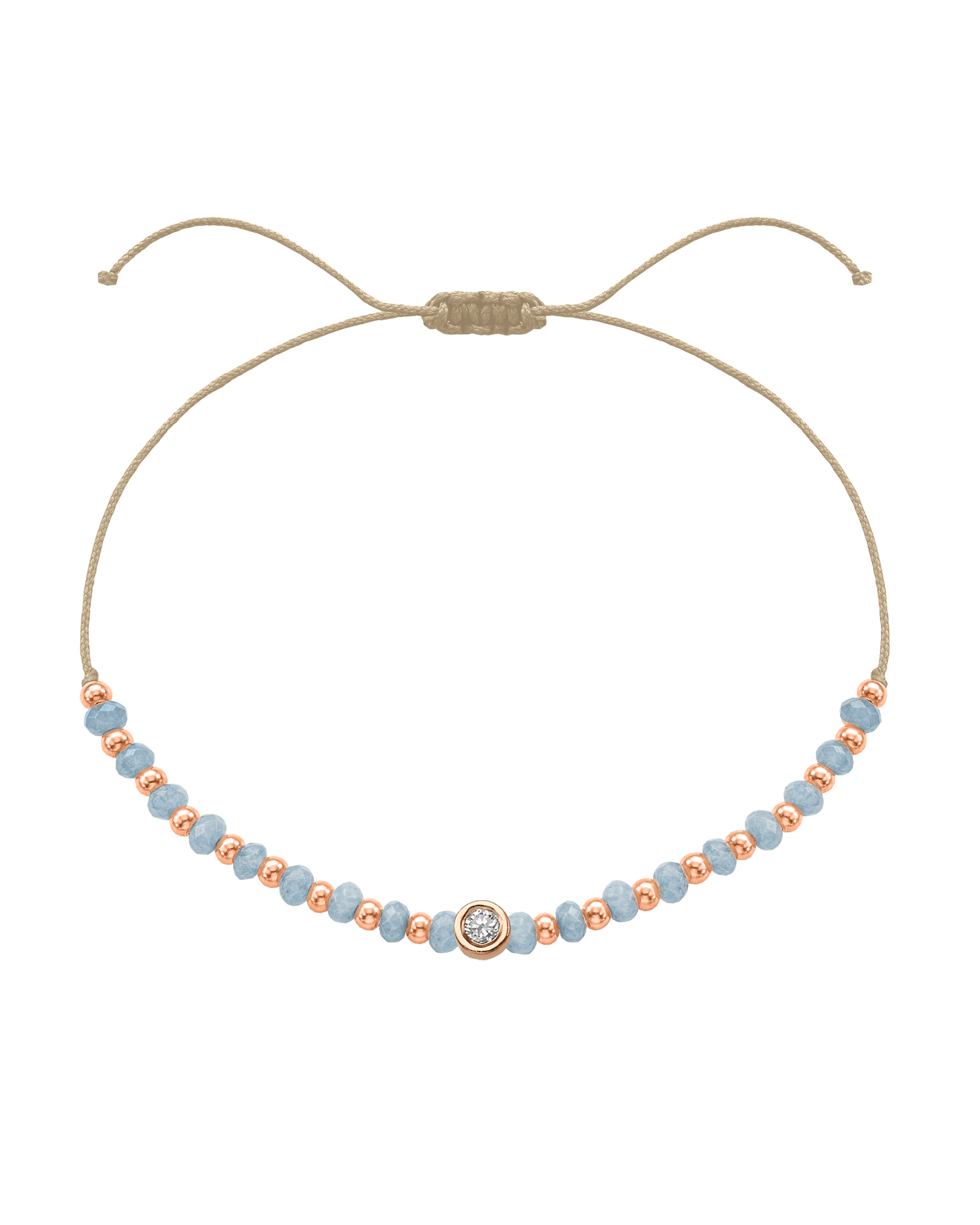 Celestite Gemstone String of Love Bracelet for Mindfulness - 14K Rose Gold Bracelets 14K Solid Gold Beige Medium: 0.04ct 