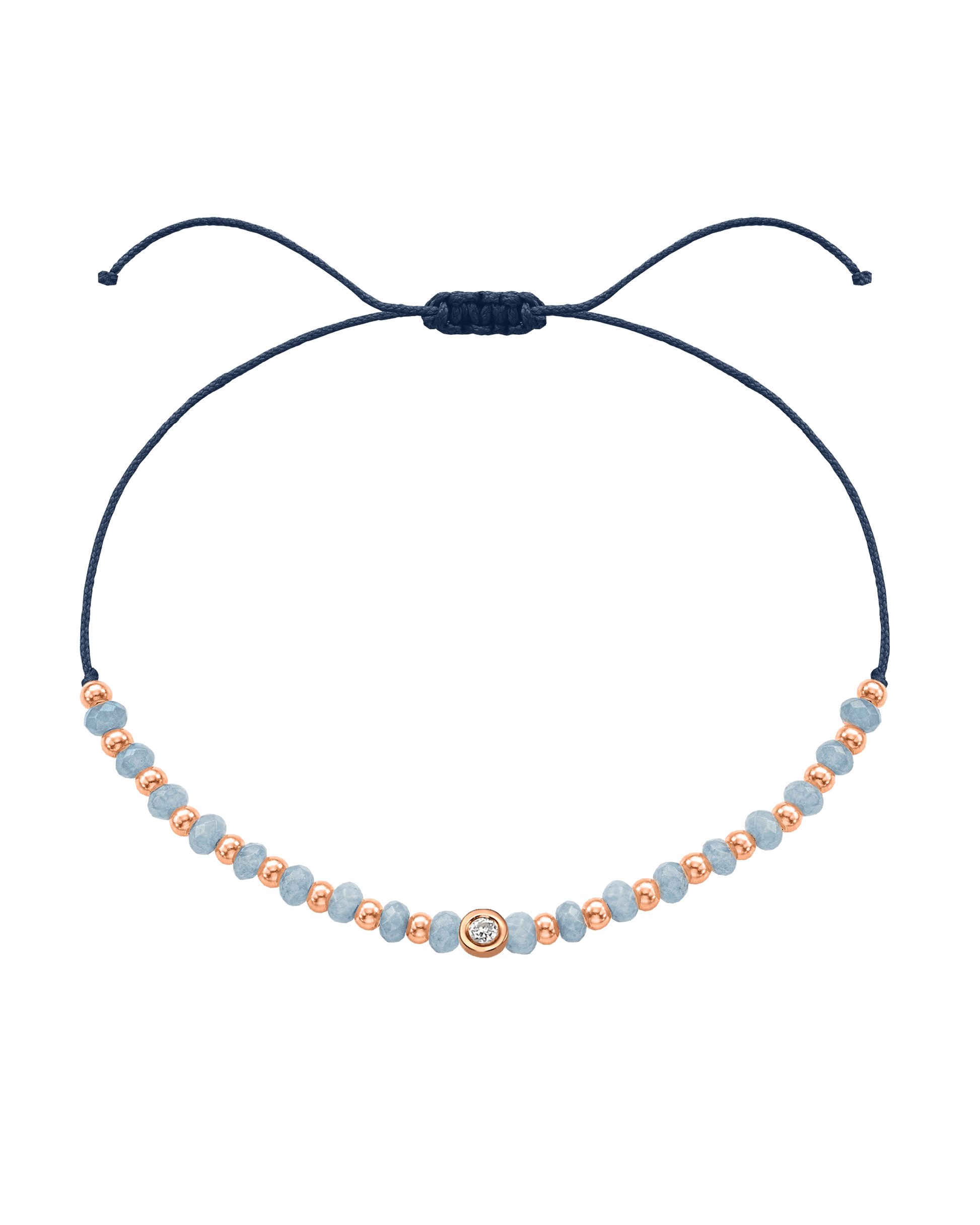 Celestite Gemstone String of Love Bracelet for Mindfulness - 14K Rose Gold Bracelets 14K Solid Gold Navy Blue Small: 0.03ct 