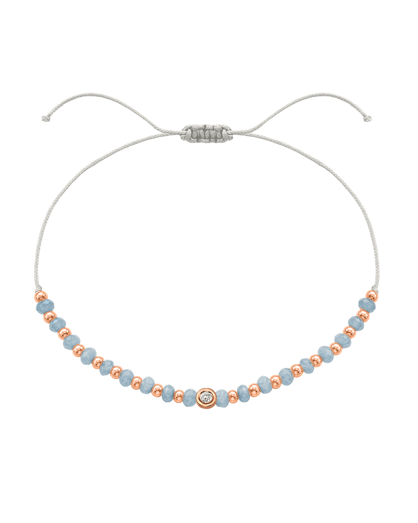 Celestite Gemstone String of Love Bracelet for Mindfulness - 14K Rose Gold Bracelets 14K Solid Gold Pearl Small: 0.03ct 