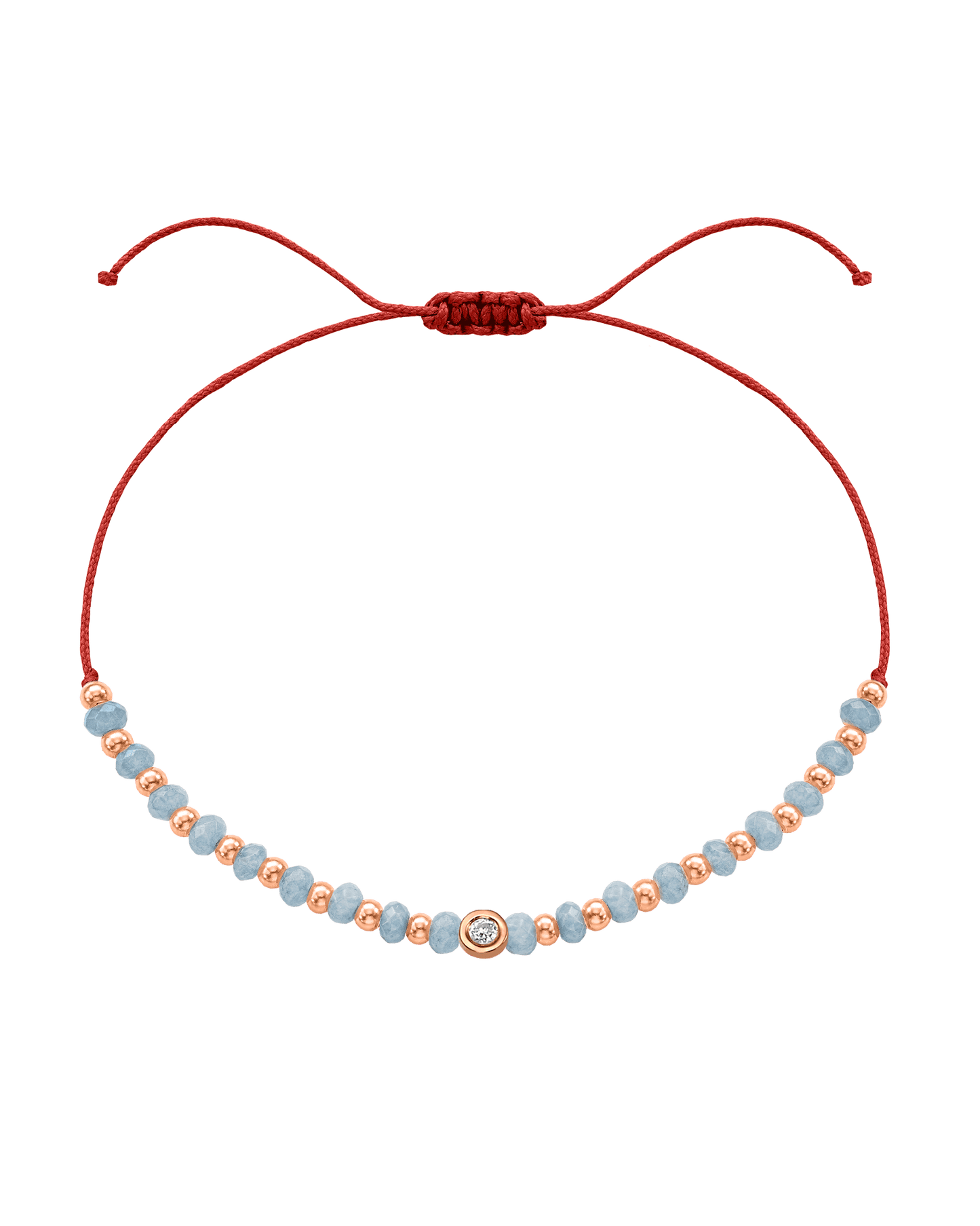 Celestite Gemstone String of Love Bracelet for Mindfulness - 14K Rose Gold Bracelets 14K Solid Gold Red Small: 0.03ct 