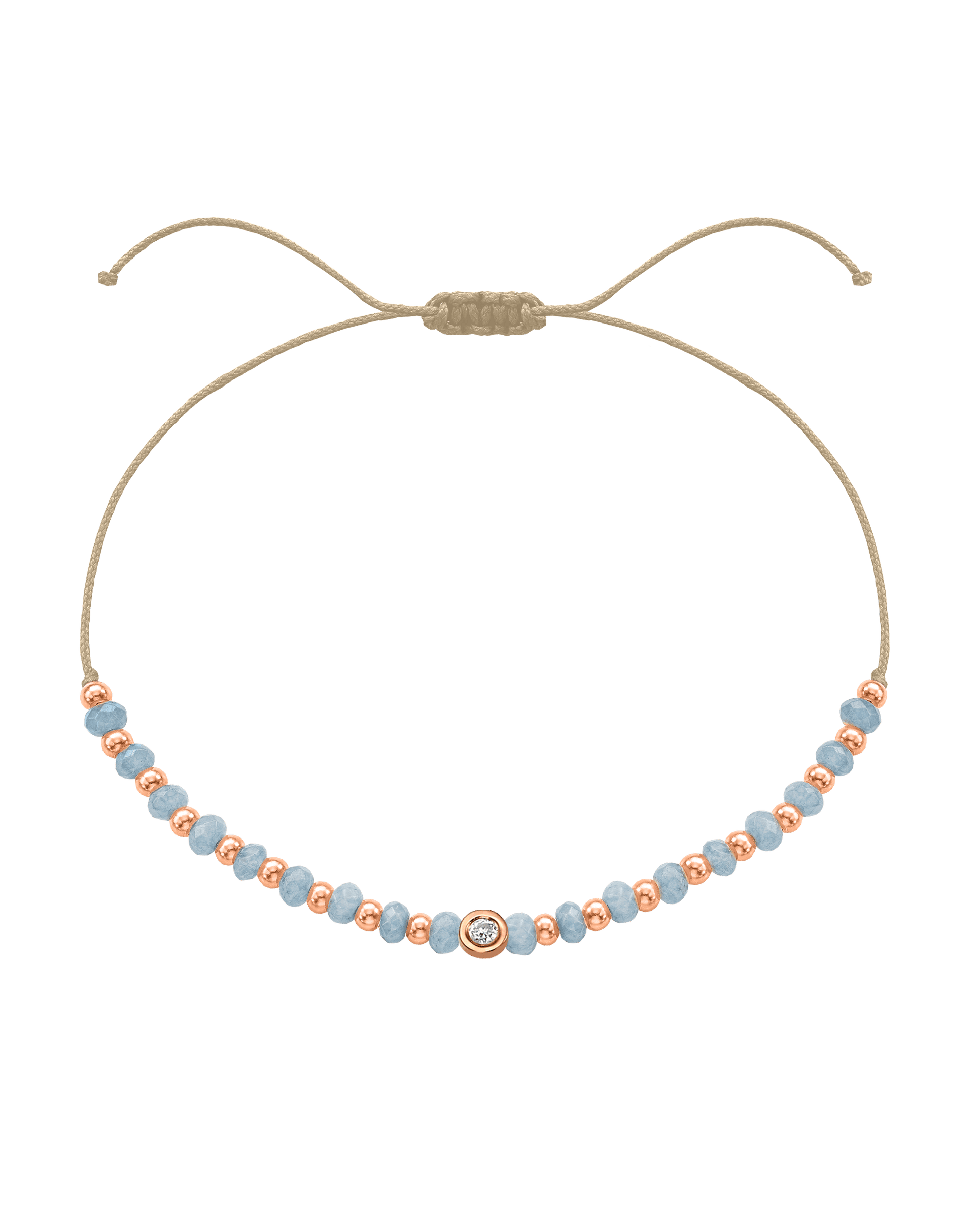 Celestite Gemstone String of Love Bracelet for Mindfulness - 14K Rose Gold Bracelets 14K Solid Gold Beige Small: 0.03ct 