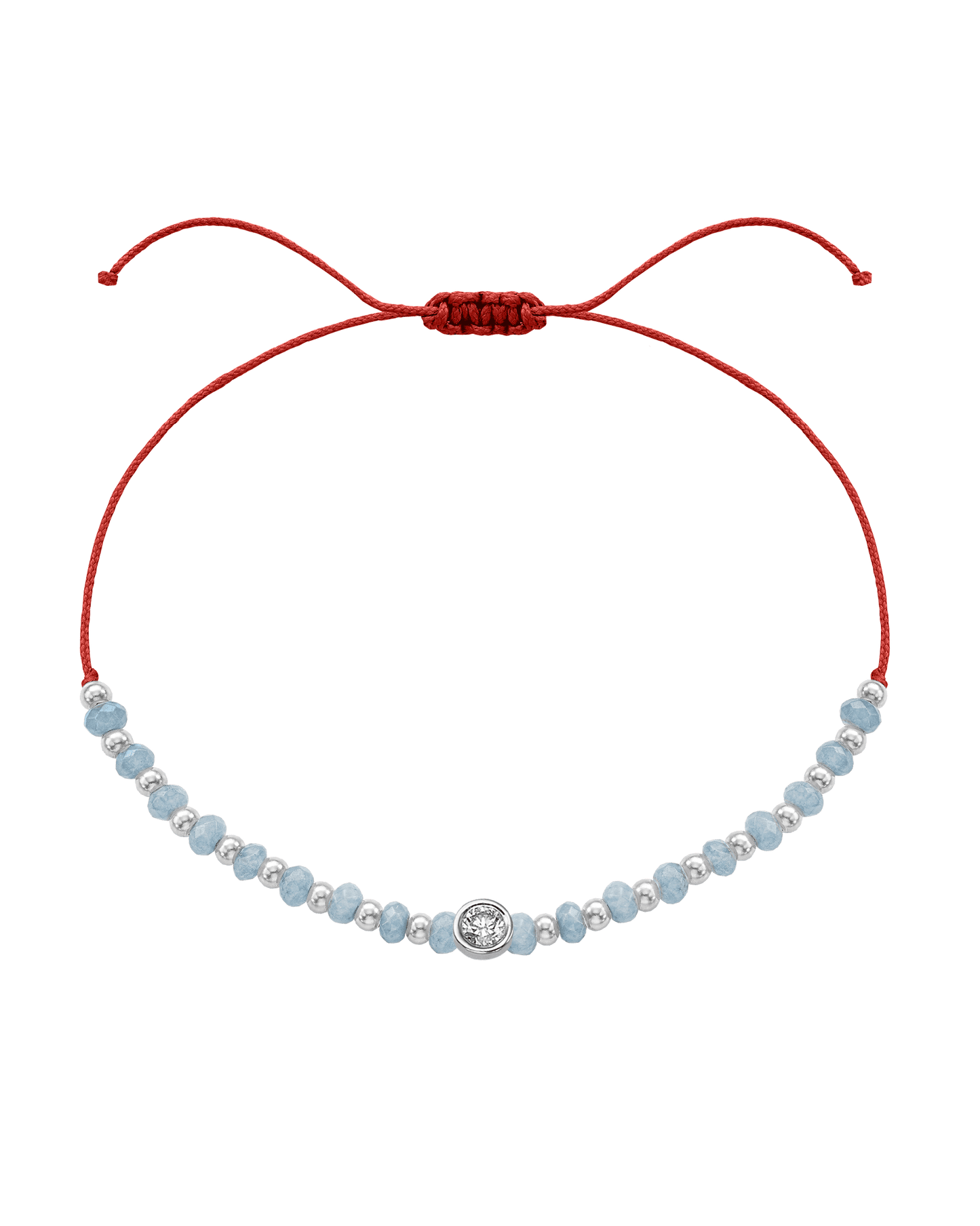 Celestite Gemstone String of Love Bracelet for Mindfulness - 14K White Gold Bracelets 14K Solid Gold Red Large: 0.1ct 