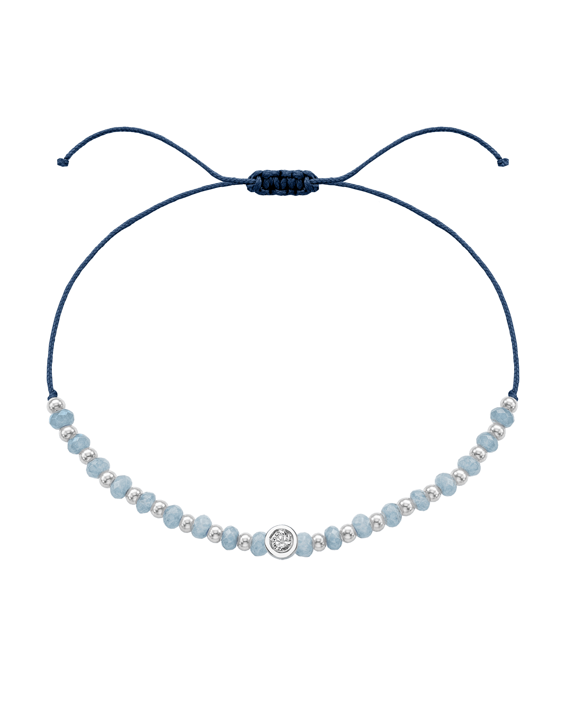 Celestite Gemstone String of Love Bracelet for Mindfulness - 14K White Gold Bracelets 14K Solid Gold Indigo Medium: 0.04ct 