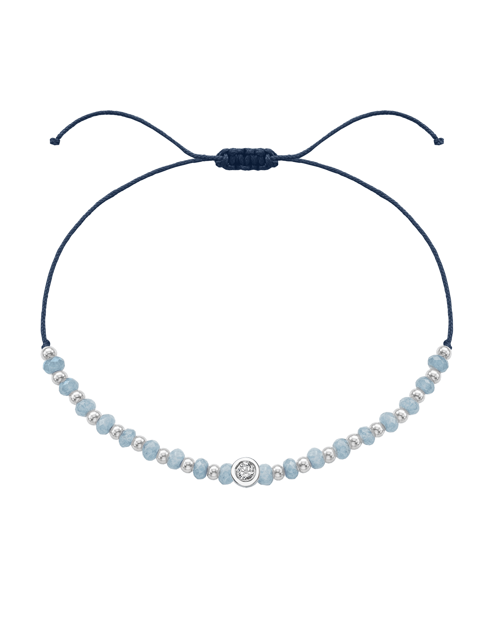 Celestite Gemstone String of Love Bracelet for Mindfulness - 14K White Gold Bracelets 14K Solid Gold Navy Blue Medium: 0.04ct 