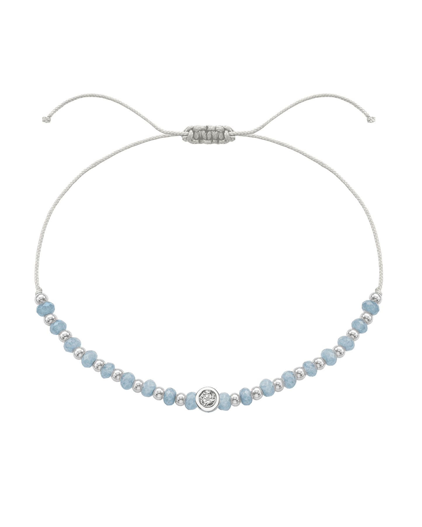 Celestite Gemstone String of Love Bracelet for Mindfulness - 14K White Gold Bracelets 14K Solid Gold Pearl Medium: 0.04ct 