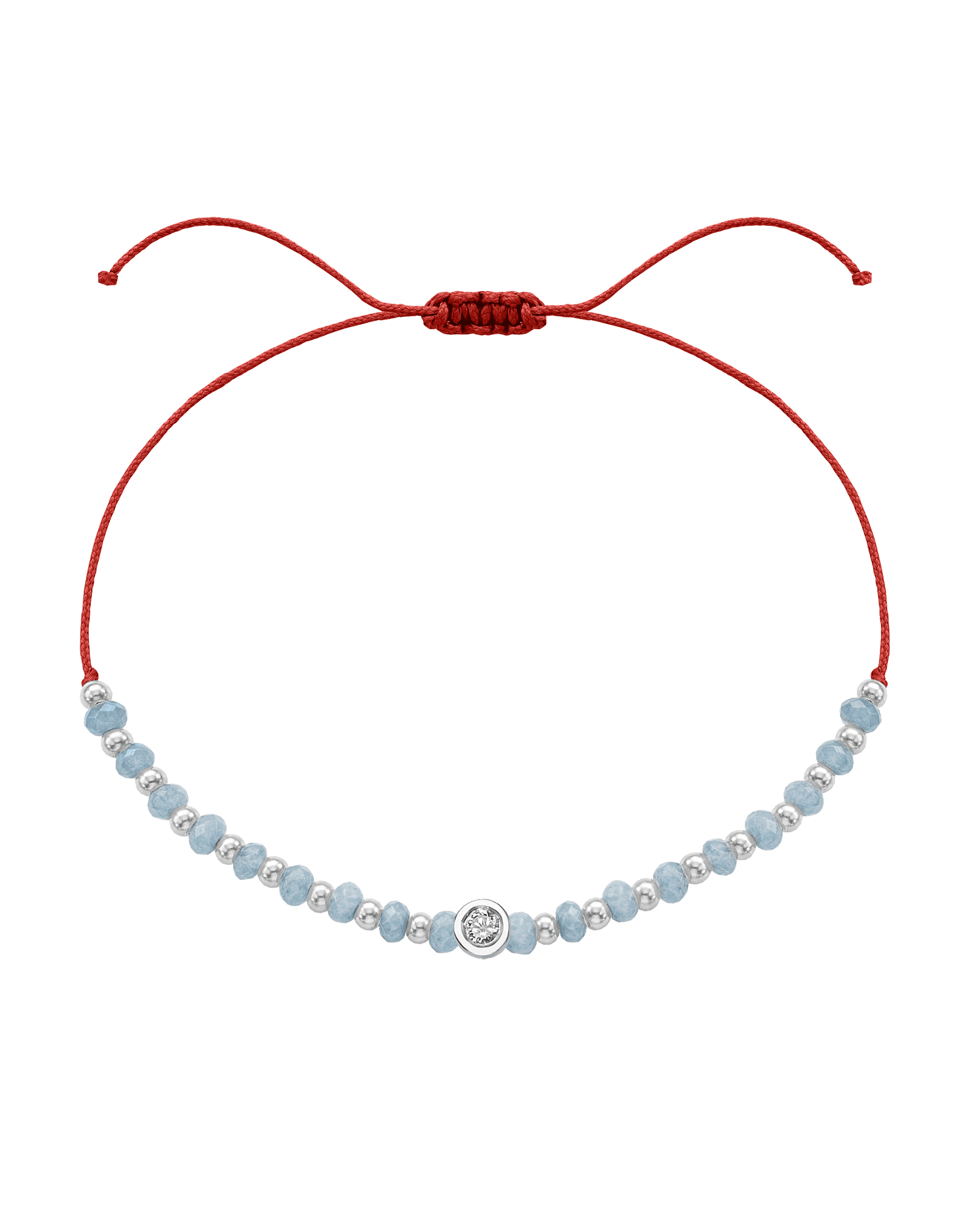 Celestite Gemstone String of Love Bracelet for Mindfulness - 14K White Gold Bracelets 14K Solid Gold Red Medium: 0.04ct 
