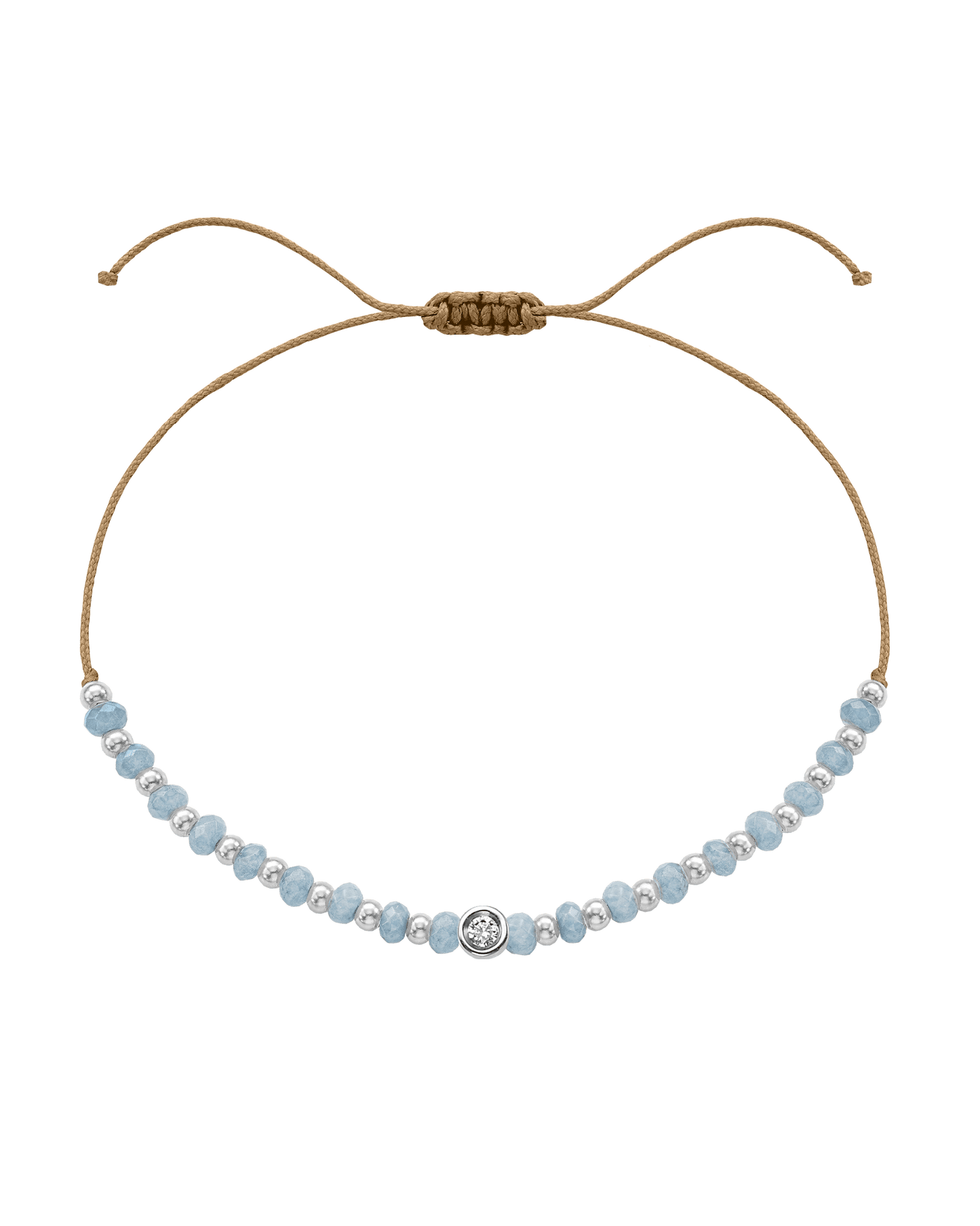 Celestite Gemstone String of Love Bracelet for Mindfulness - 14K White Gold Bracelets 14K Solid Gold Camel Small: 0.03ct 