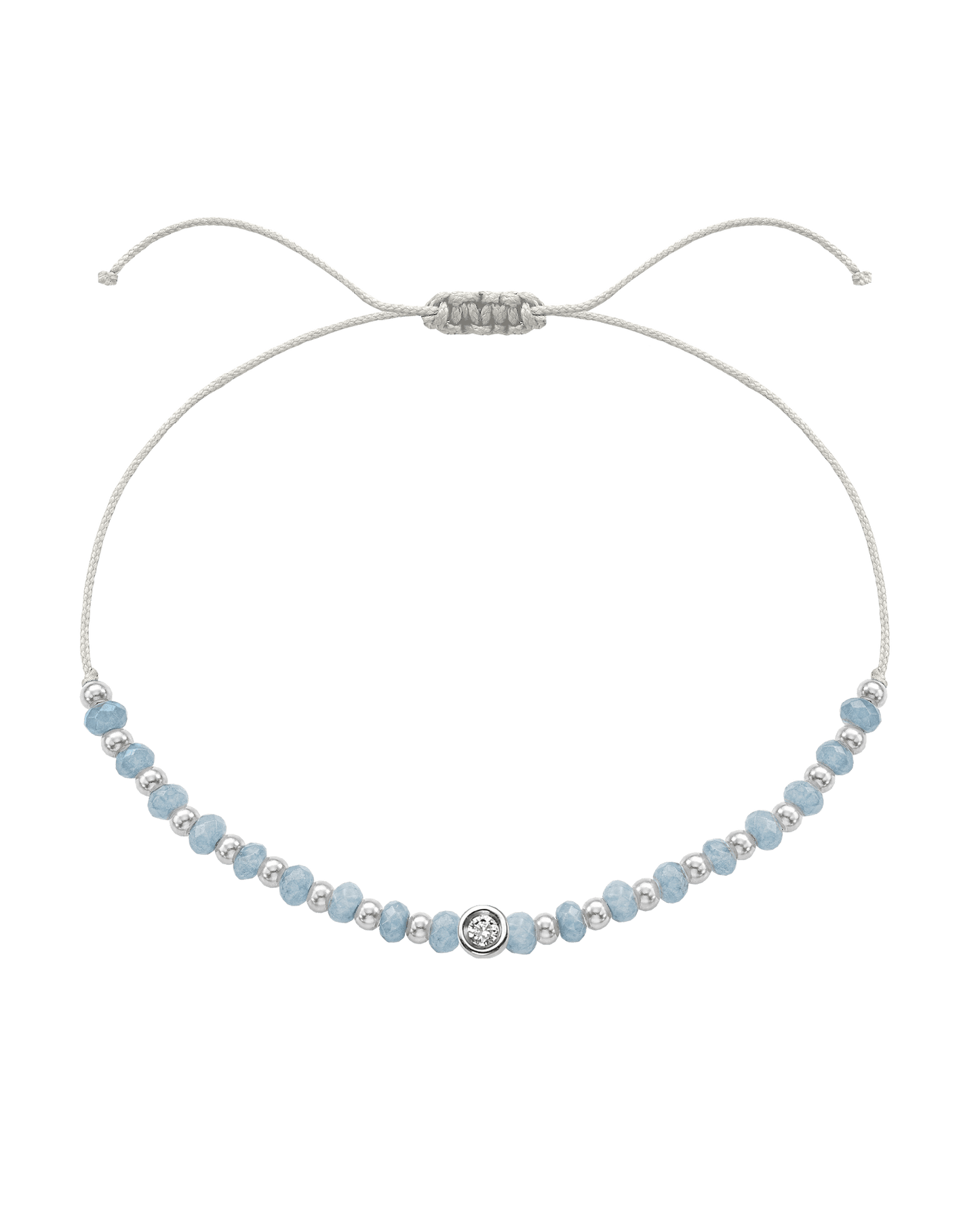 Celestite Gemstone String of Love Bracelet for Mindfulness - 14K White Gold Bracelets 14K Solid Gold Pearl Small: 0.03ct 