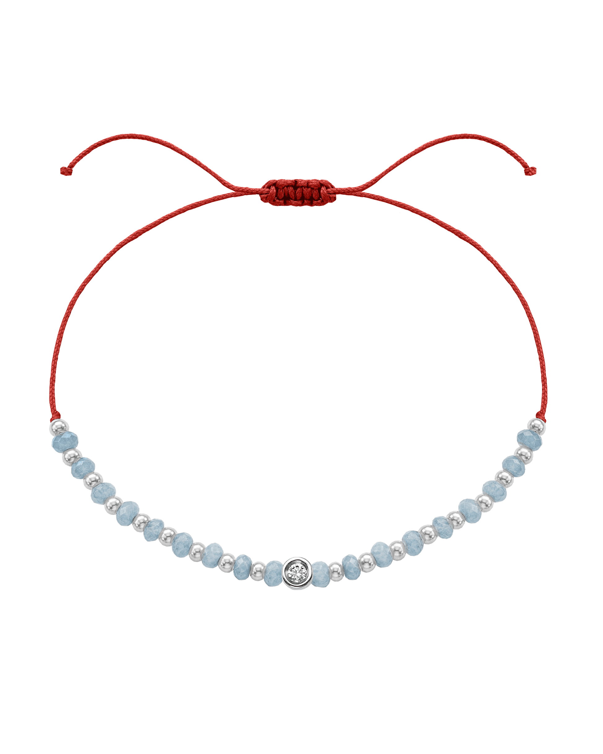 Celestite Gemstone String of Love Bracelet for Mindfulness - 14K White Gold Bracelets 14K Solid Gold Red Small: 0.03ct 