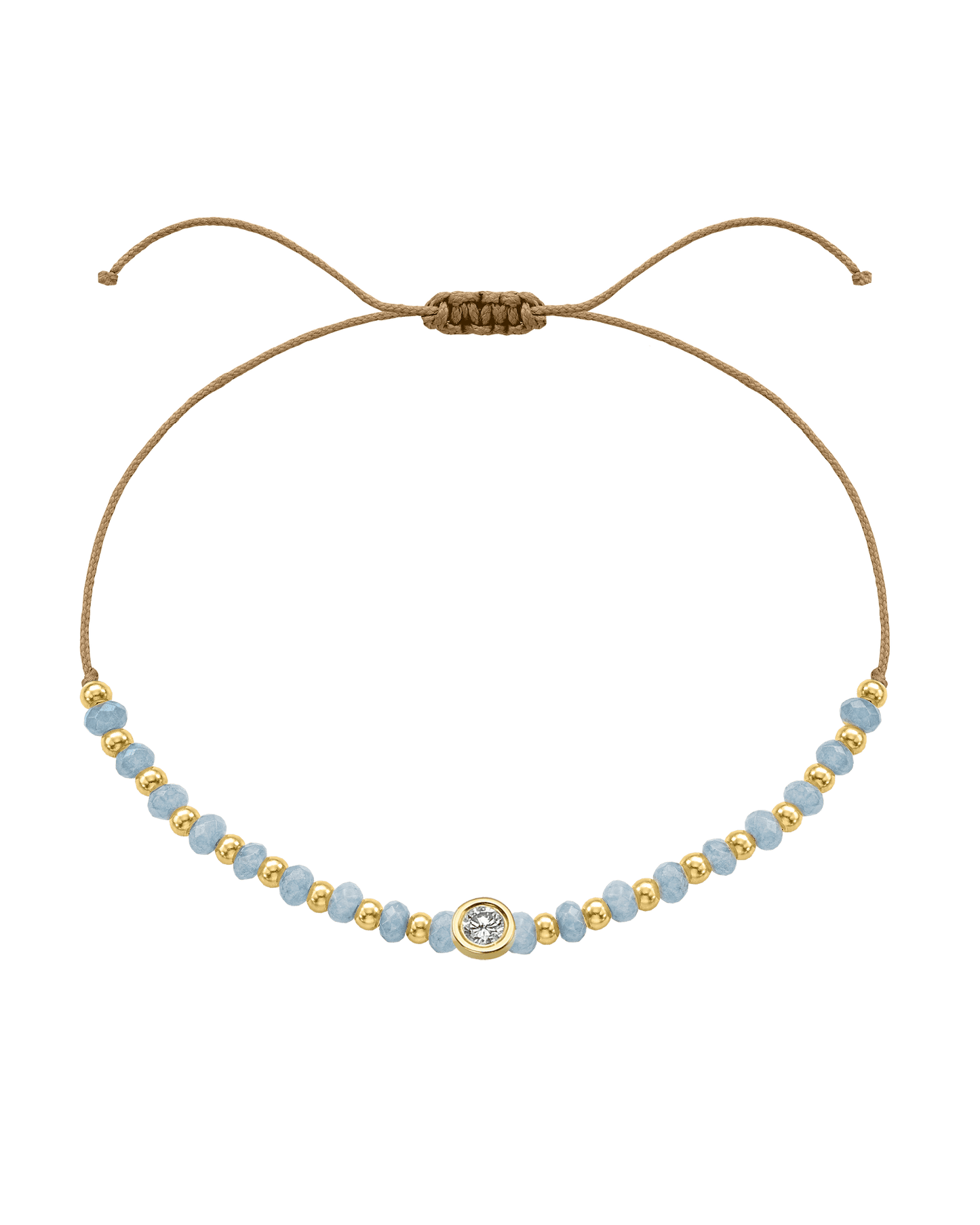 Celestite Gemstone String of Love Bracelet for Mindfulness - 14K Yellow Gold Bracelets 14K Solid Gold Camel Large: 0.1ct 