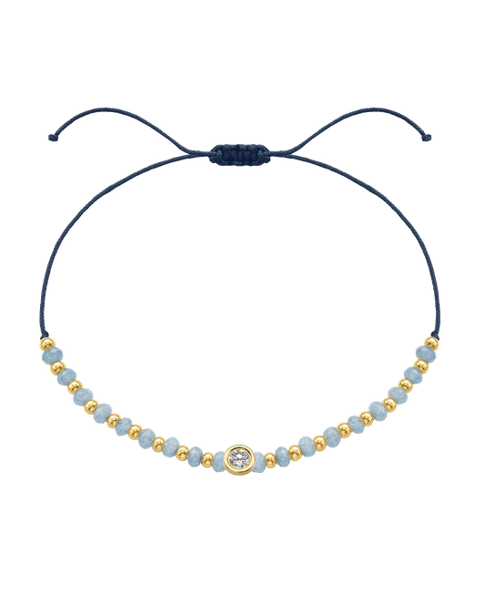 Celestite Gemstone String of Love Bracelet for Mindfulness - 14K Yellow Gold Bracelets 14K Solid Gold Navy Blue Large: 0.1ct 