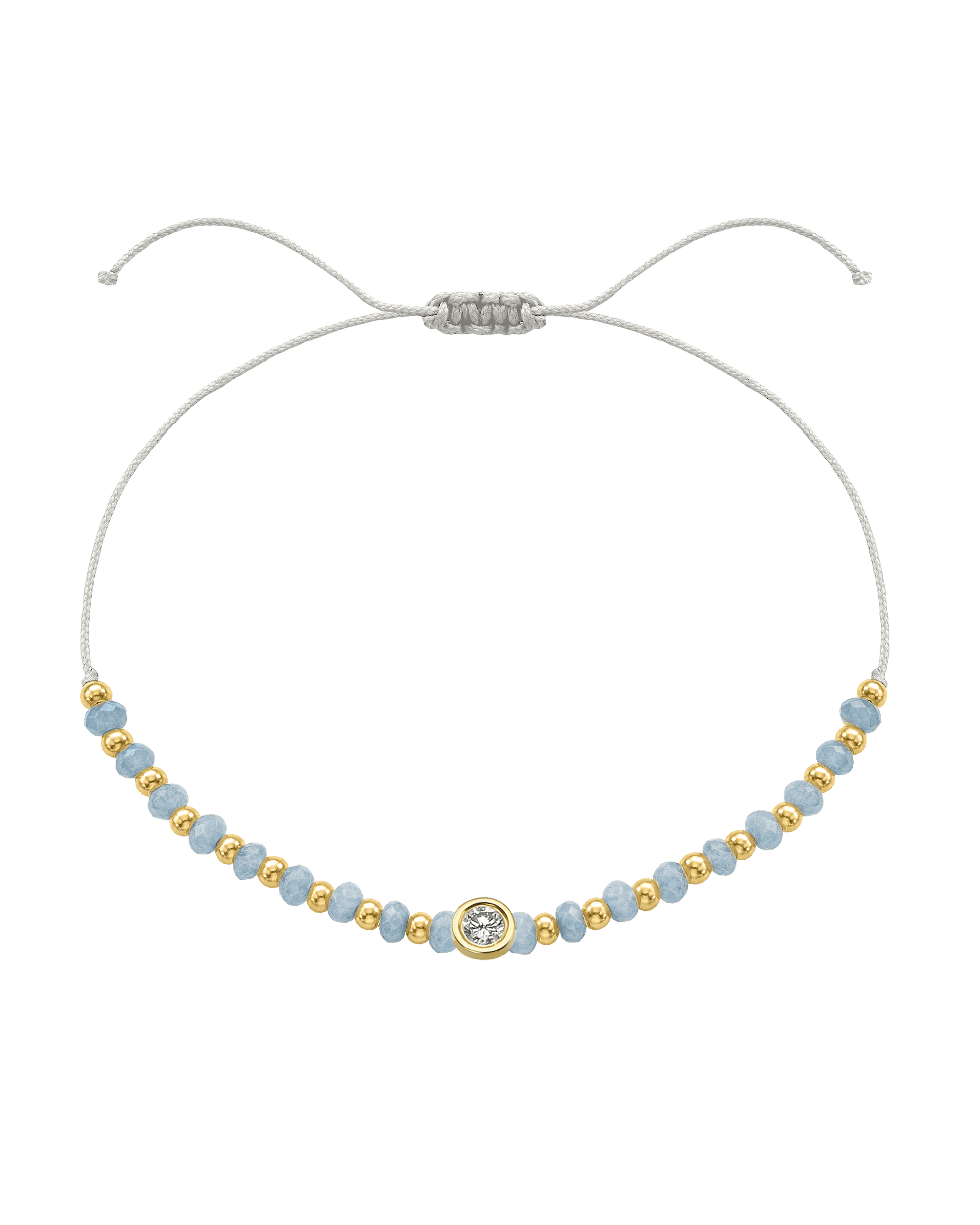 Celestite Gemstone String of Love Bracelet for Mindfulness - 14K Yellow Gold Bracelets 14K Solid Gold Pearl Large: 0.1ct 