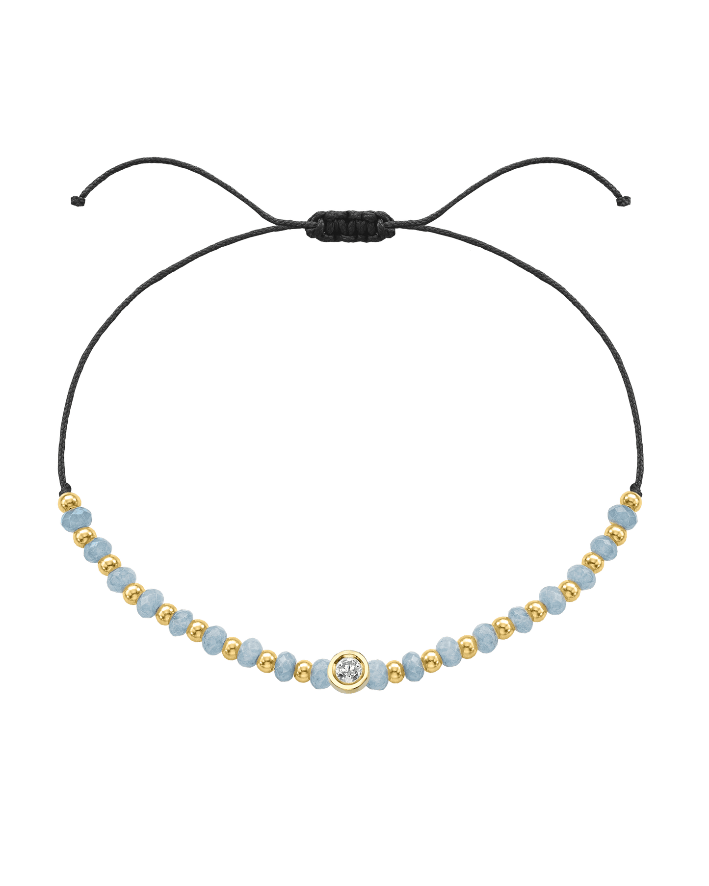 Celestite Gemstone String of Love Bracelet for Mindfulness - 14K Yellow Gold Bracelets 14K Solid Gold Black Medium: 0.04ct 