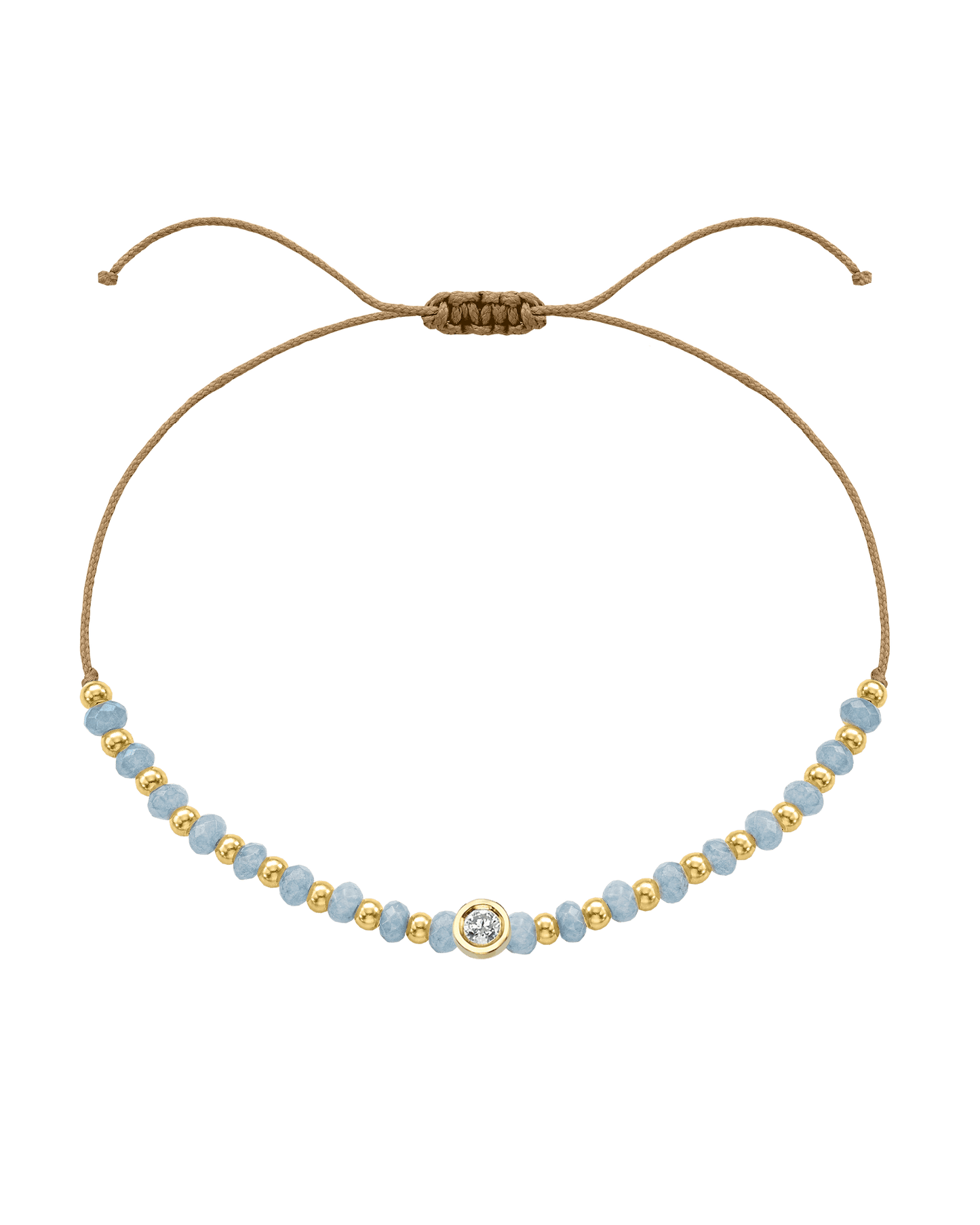 Celestite Gemstone String of Love Bracelet for Mindfulness - 14K Yellow Gold Bracelets 14K Solid Gold Camel Medium: 0.04ct 