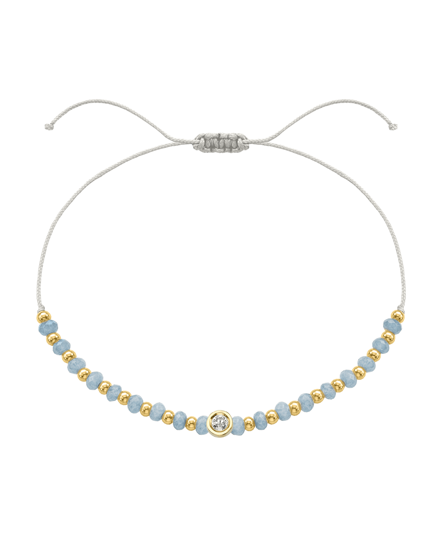 Celestite Gemstone String of Love Bracelet for Mindfulness - 14K Yellow Gold Bracelets 14K Solid Gold Pearl Medium: 0.04ct 