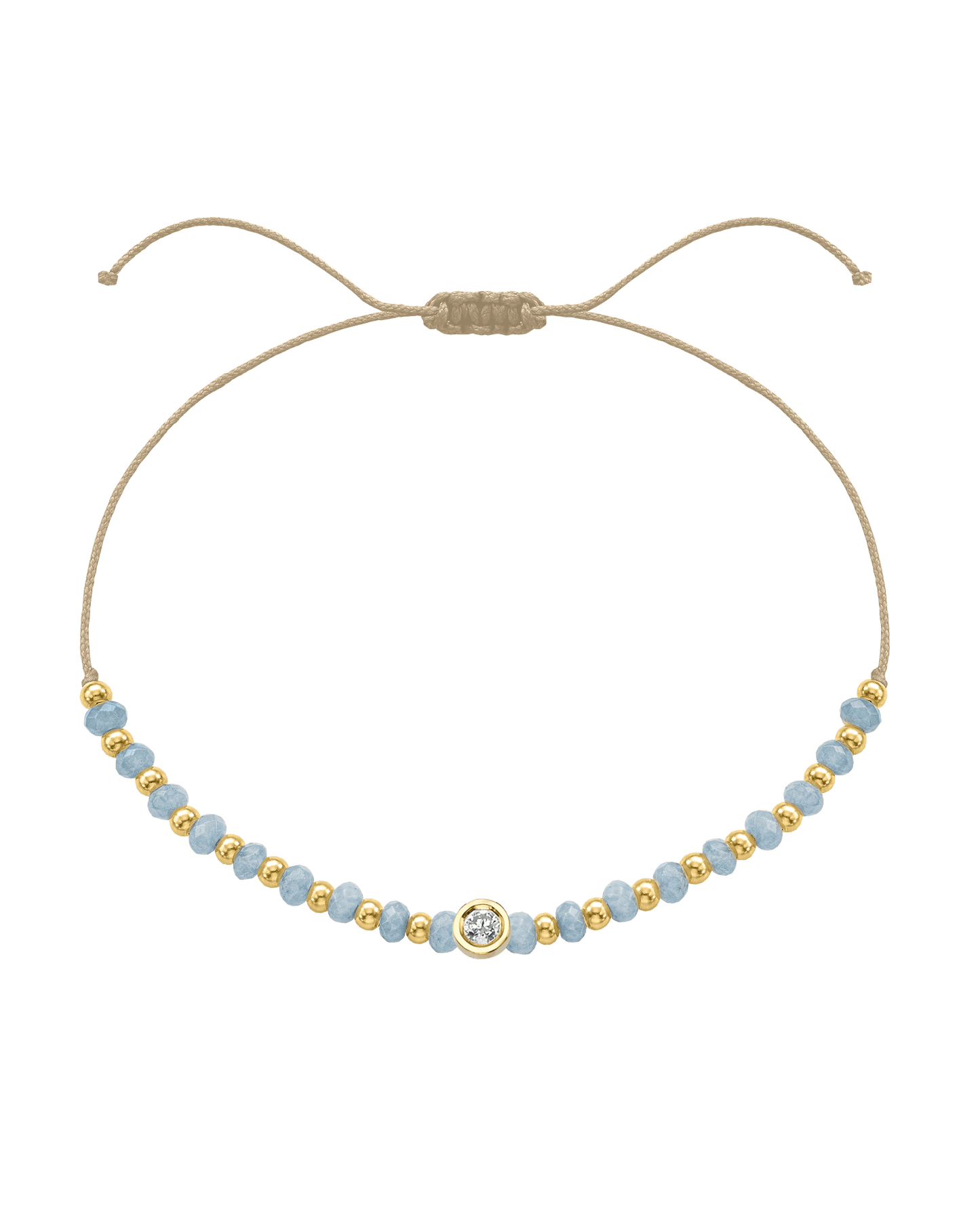 Celestite Gemstone String of Love Bracelet for Mindfulness - 14K Yellow Gold Bracelets 14K Solid Gold Beige Medium: 0.04ct 