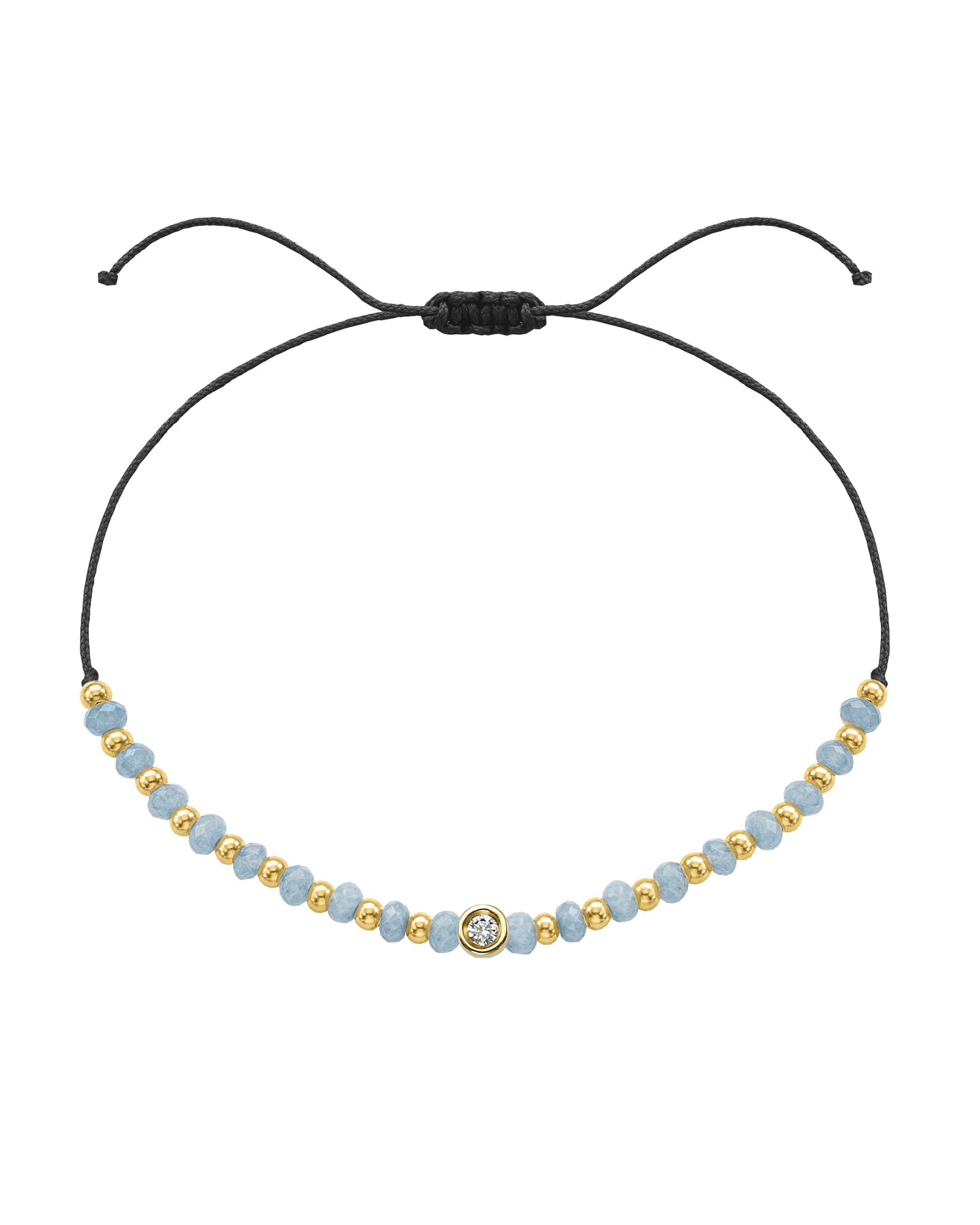 Celestite Gemstone String of Love Bracelet for Mindfulness - 14K Yellow Gold Bracelets 14K Solid Gold Black Small: 0.03ct 
