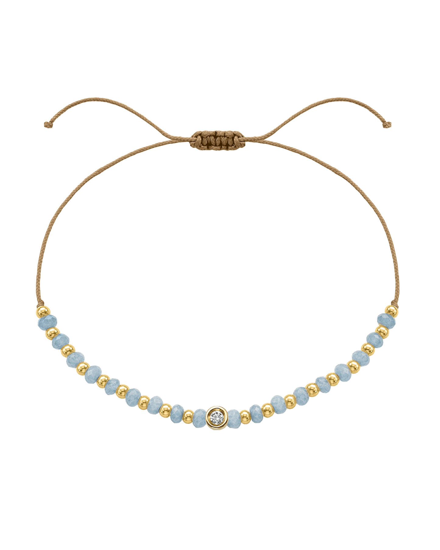 Celestite Gemstone String of Love Bracelet for Mindfulness - 14K Yellow Gold Bracelets 14K Solid Gold Camel Small: 0.03ct 