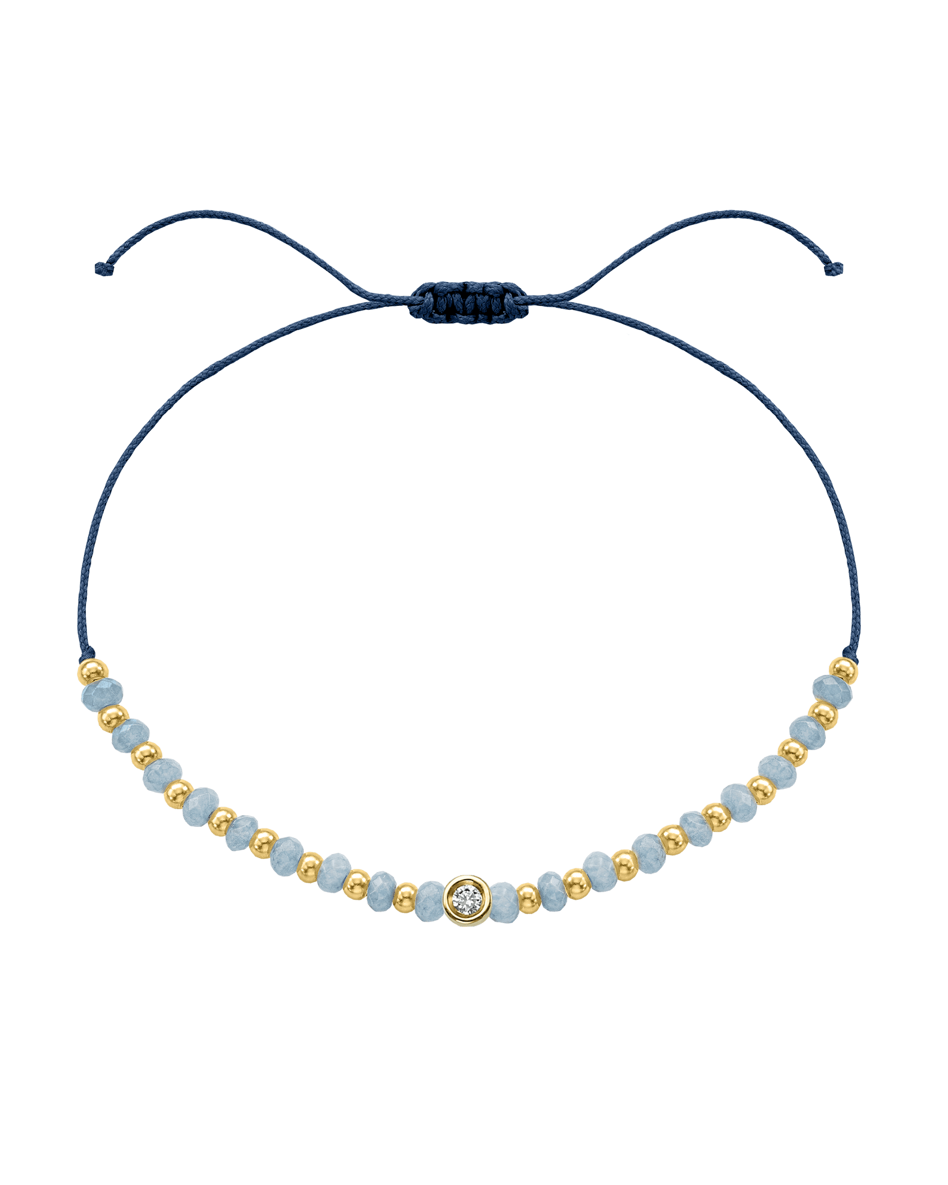 Celestite Gemstone String of Love Bracelet for Mindfulness - 14K Yellow Gold Bracelets 14K Solid Gold Indigo Small: 0.03ct 