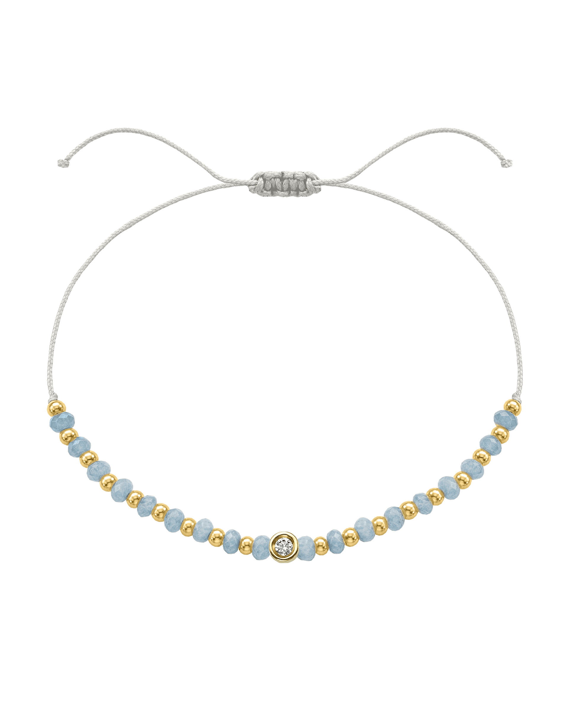 Celestite Gemstone String of Love Bracelet for Mindfulness - 14K Yellow Gold Bracelets 14K Solid Gold Pearl Small: 0.03ct 