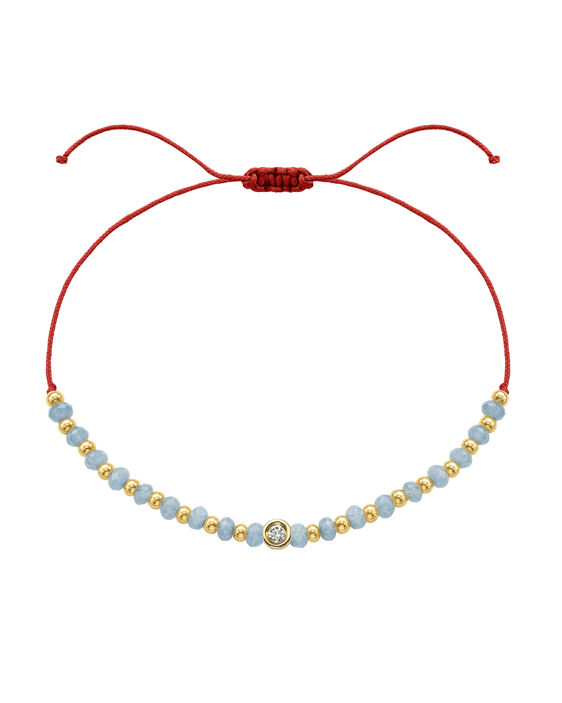 Celestite Gemstone String of Love Bracelet for Mindfulness - 14K Yellow Gold Bracelets 14K Solid Gold Red Small: 0.03ct 