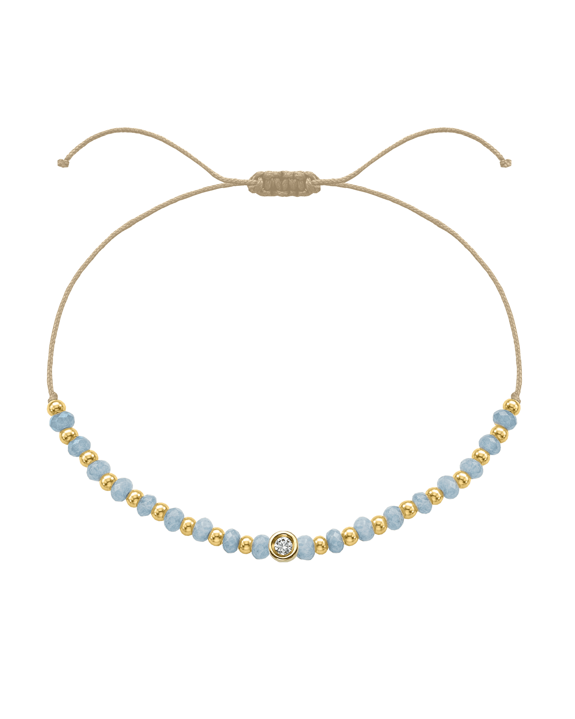 Celestite Gemstone String of Love Bracelet for Mindfulness - 14K Yellow Gold Bracelets 14K Solid Gold Beige Small: 0.03ct 