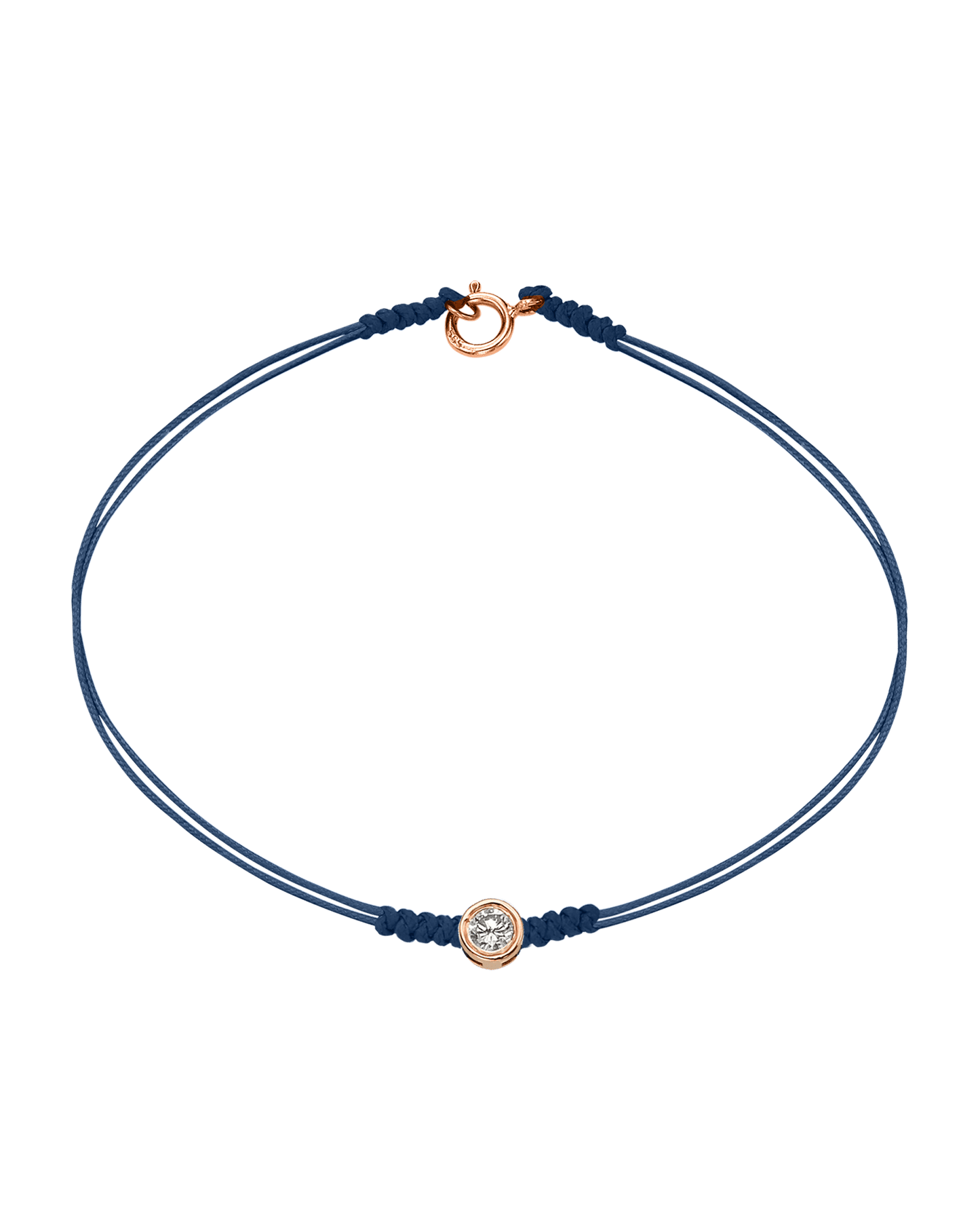 Le String of Love avec Fermoir - Or Rose 14 carats Bracelets 14K Solid Gold Bleu Indigo Large: 0.10 carats Small - 6 Inches (15.5cm)