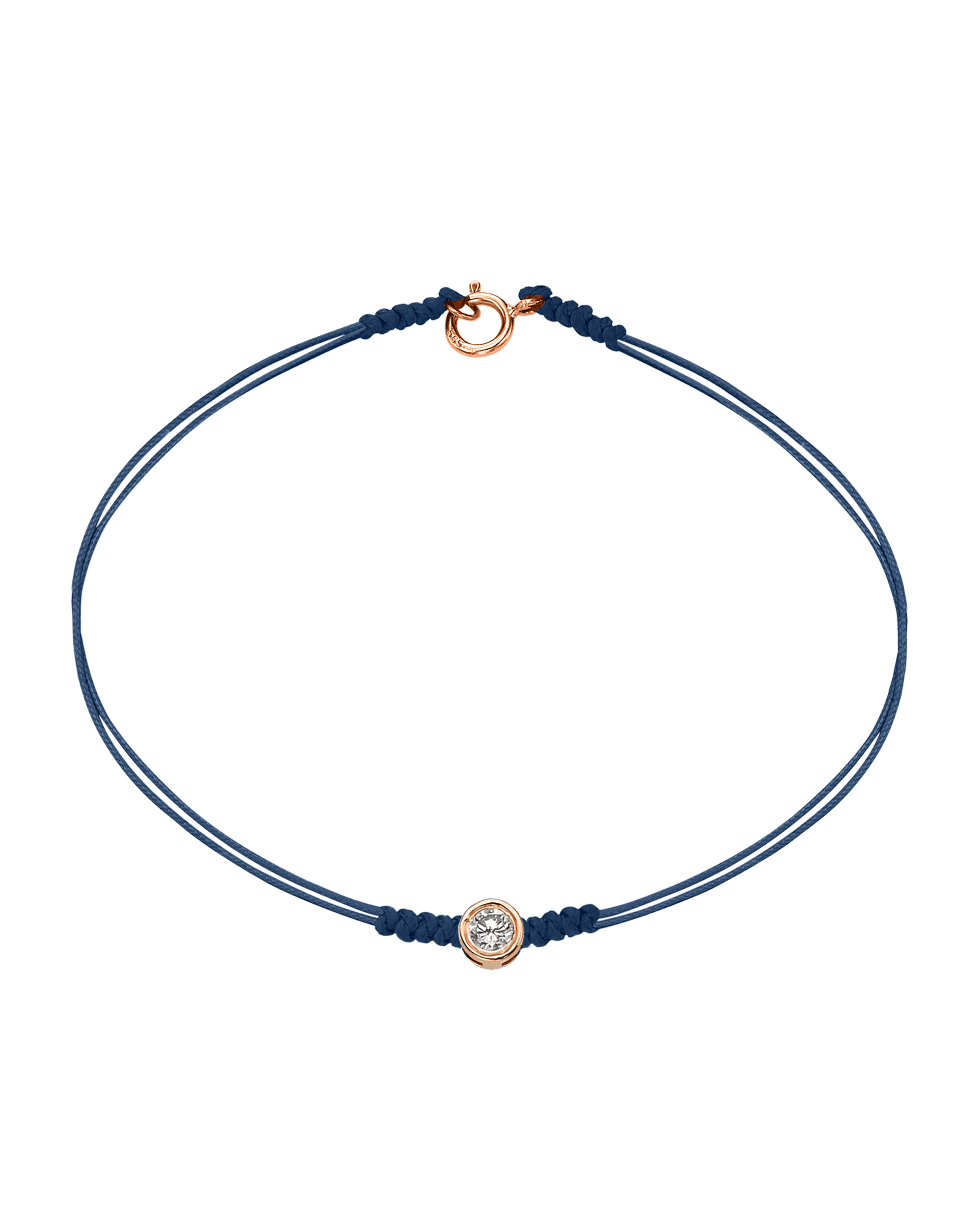 Le String of Love avec Fermoir - Or Rose 14 carats Bracelets 14K Solid Gold Bleu Indigo Large: 0.10 carats Small - 6 Inches (15.5cm)