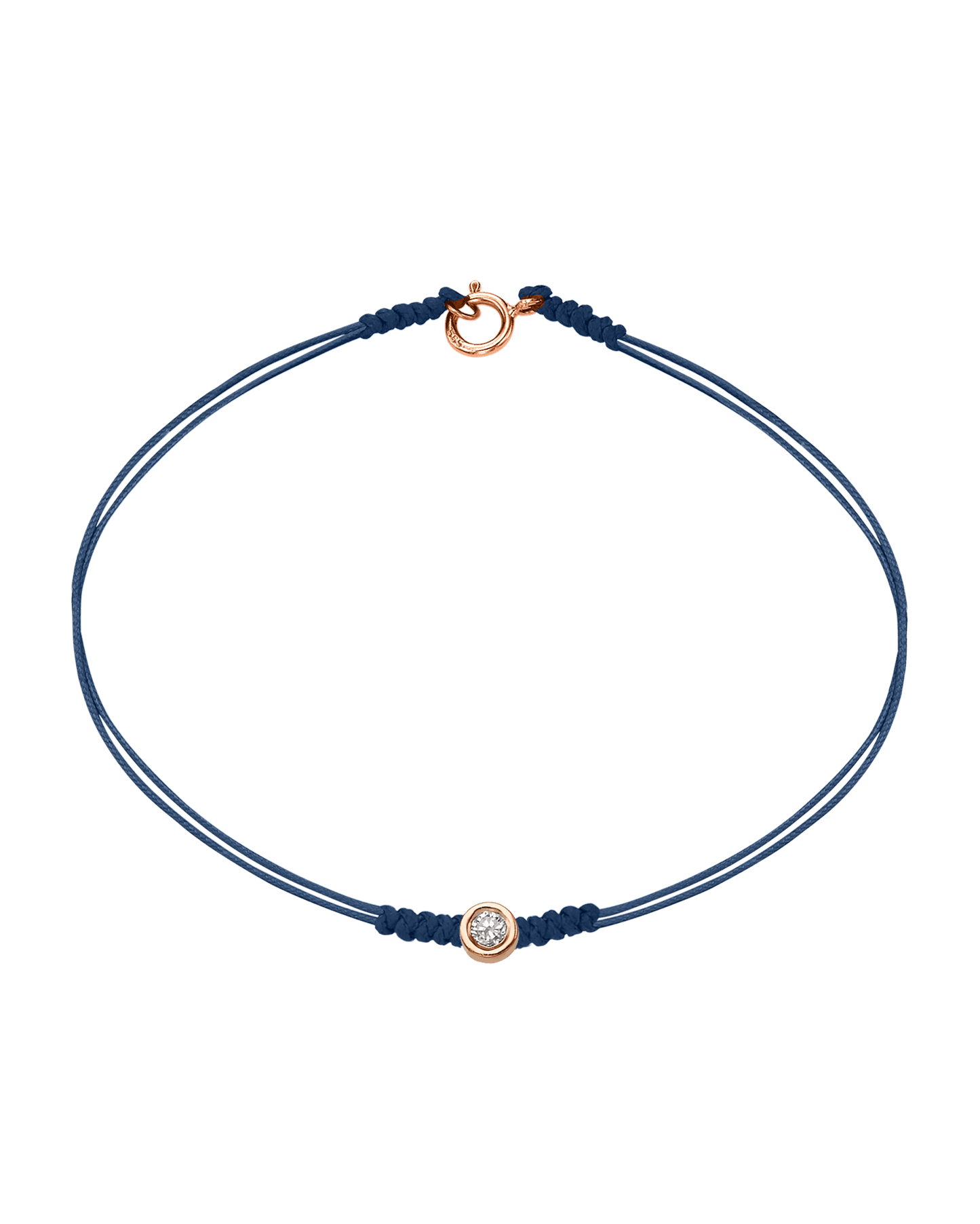 Le String of Love avec Fermoir - Or Rose 14 carats Bracelets 14K Solid Gold Bleu Indigo Medium: 0.05 carats Small - 6 Inches (15.5cm)