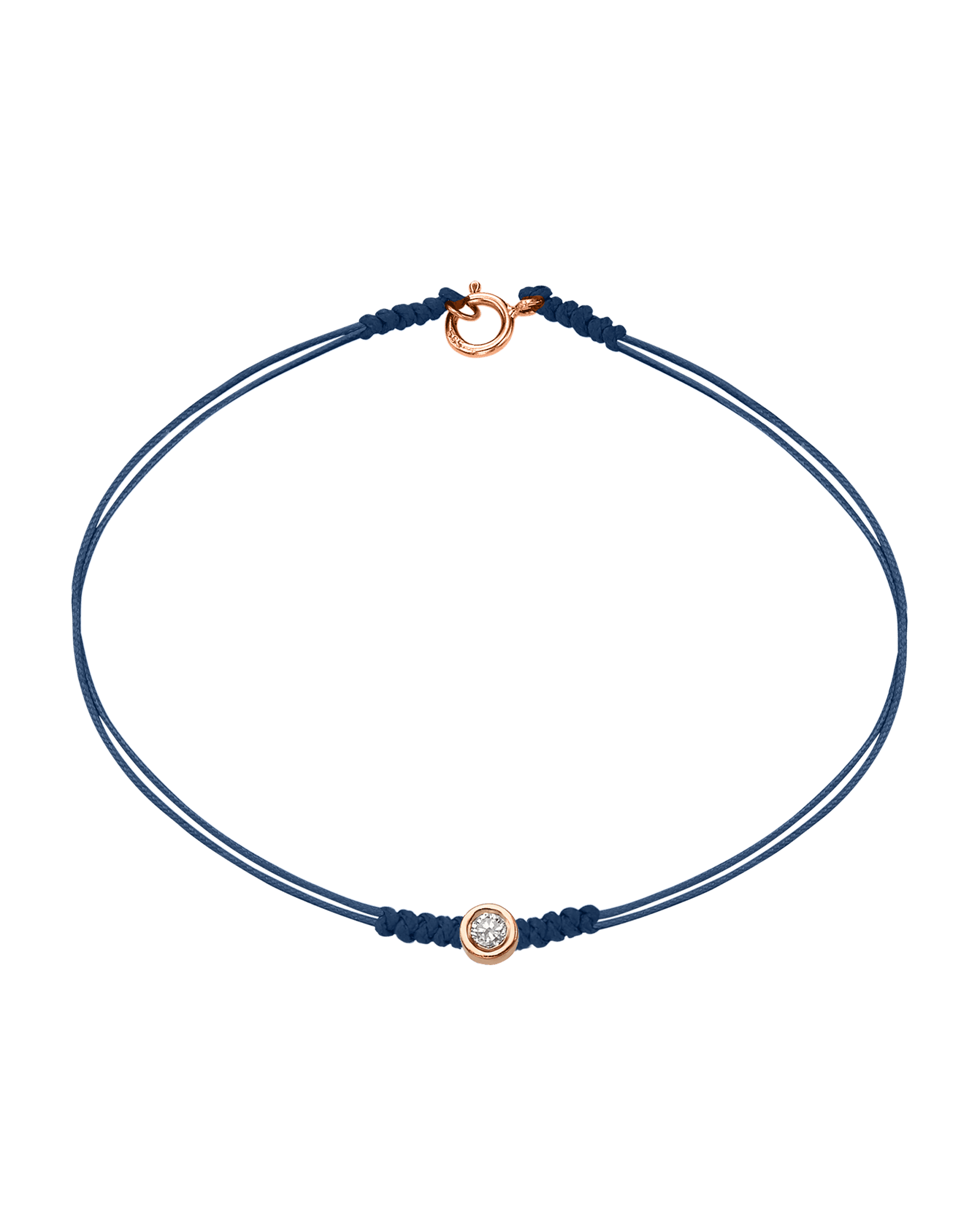 Le String of Love avec Fermoir - Or Rose 14 carats Bracelets 14K Solid Gold Bleu Indigo Medium: 0.05 carats Small - 6 Inches (15.5cm)