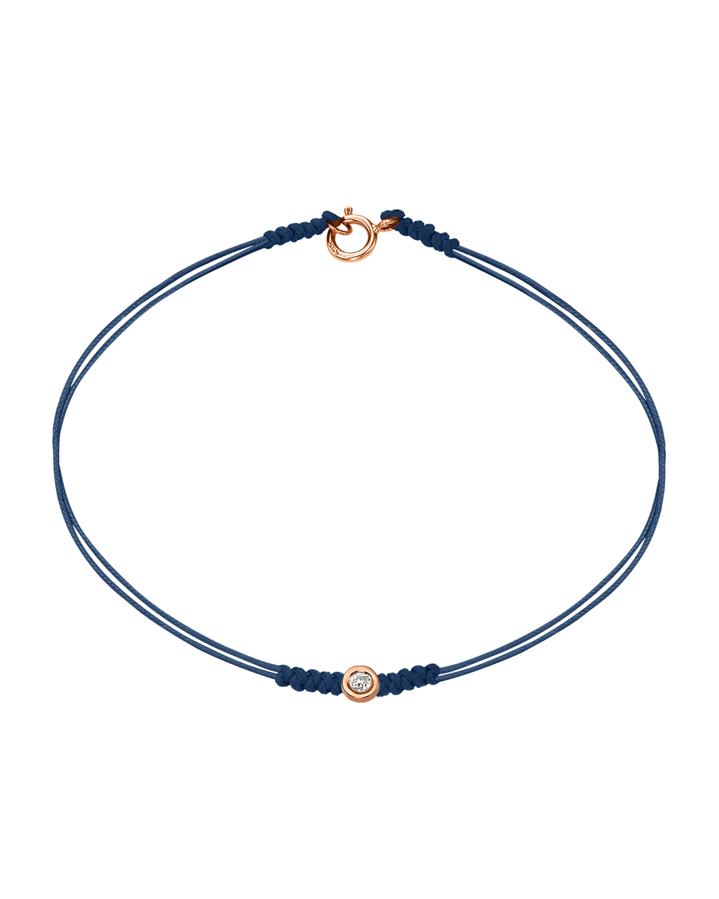 Le String of Love avec Fermoir - Or Rose 14 carats Bracelets 14K Solid Gold Bleu Indigo Small: 0.03 carats Small - 6 Inches (15.5cm)