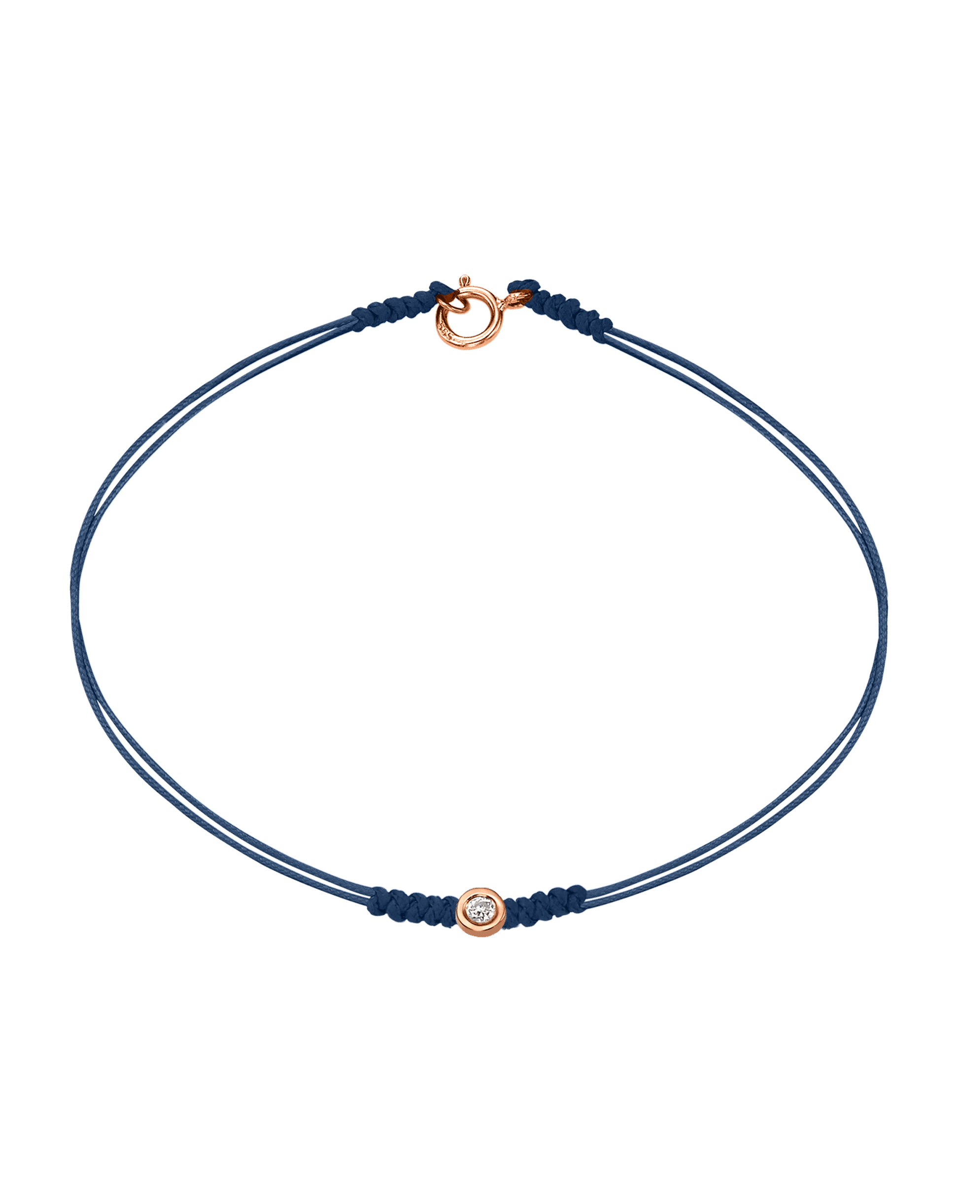 Le String of Love avec Fermoir - Or Rose 14 carats Bracelets 14K Solid Gold Bleu Indigo Small: 0.03 carats Small - 6 Inches (15.5cm)