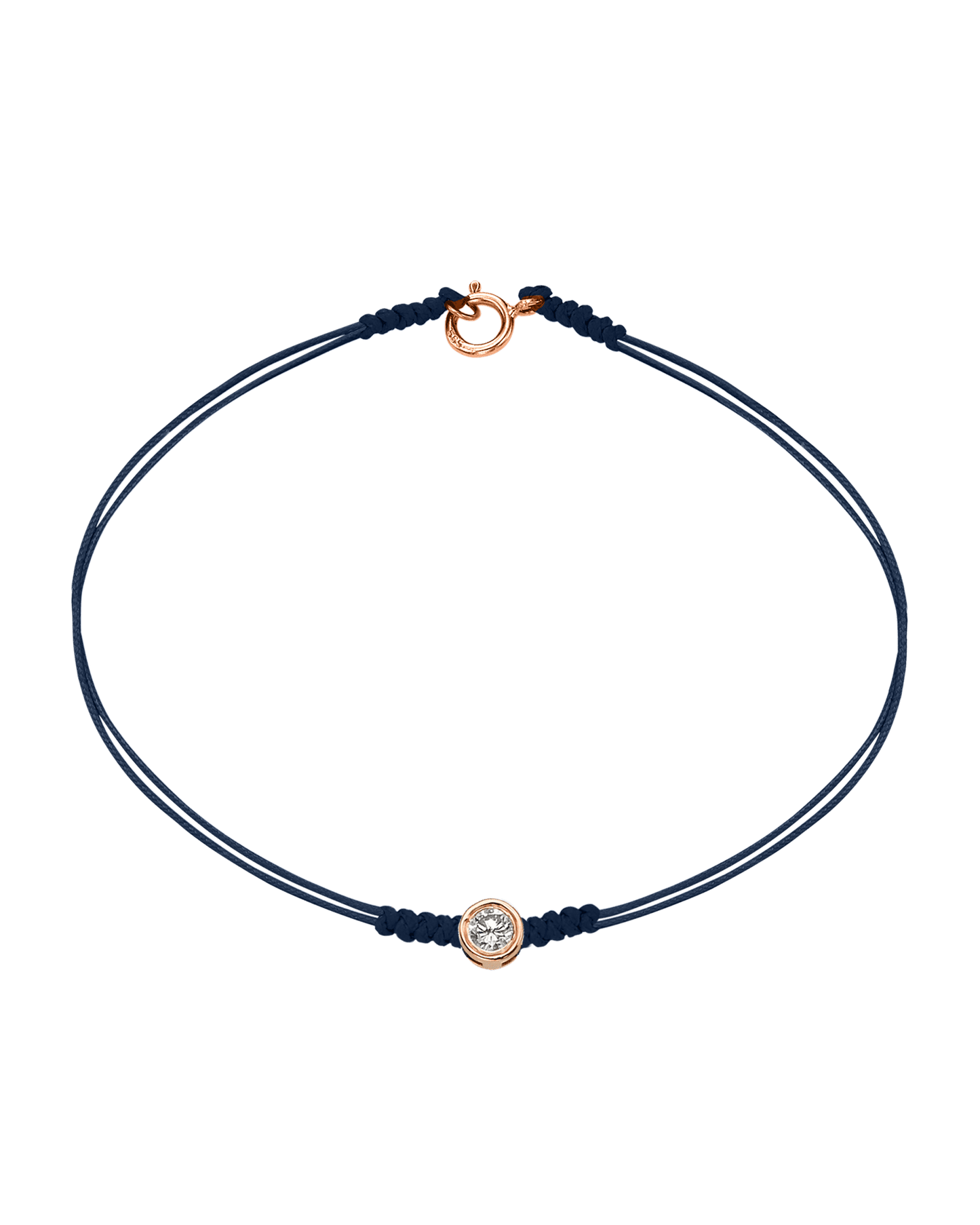 Le String of Love avec Fermoir - Or Rose 14 carats Bracelets 14K Solid Gold Bleu Marine Large: 0.10 carats Small - 6 Inches (15.5cm)