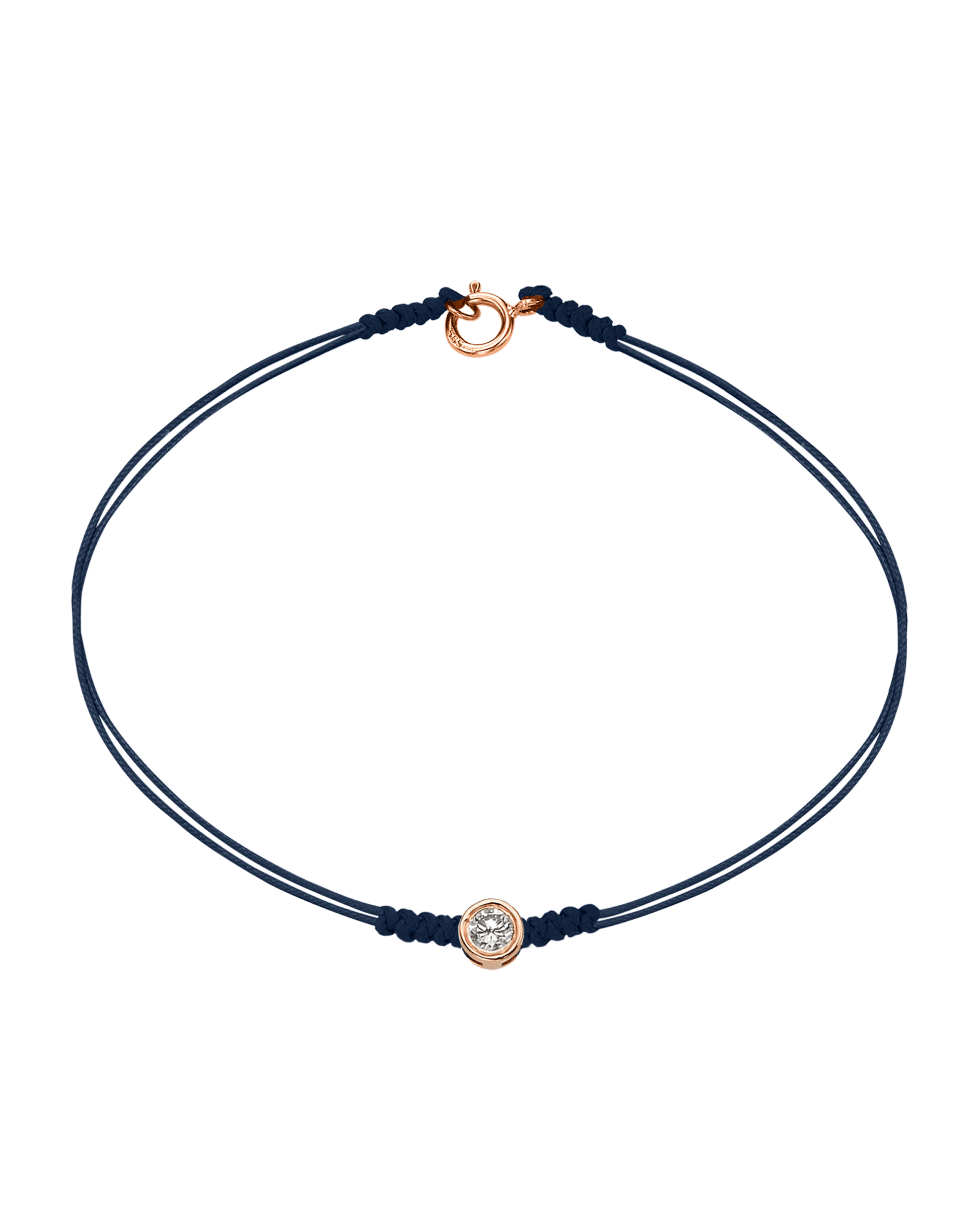 Le String of Love avec Fermoir - Or Rose 14 carats Bracelets 14K Solid Gold Bleu Marine Large: 0.10 carats Small - 6 Inches (15.5cm)