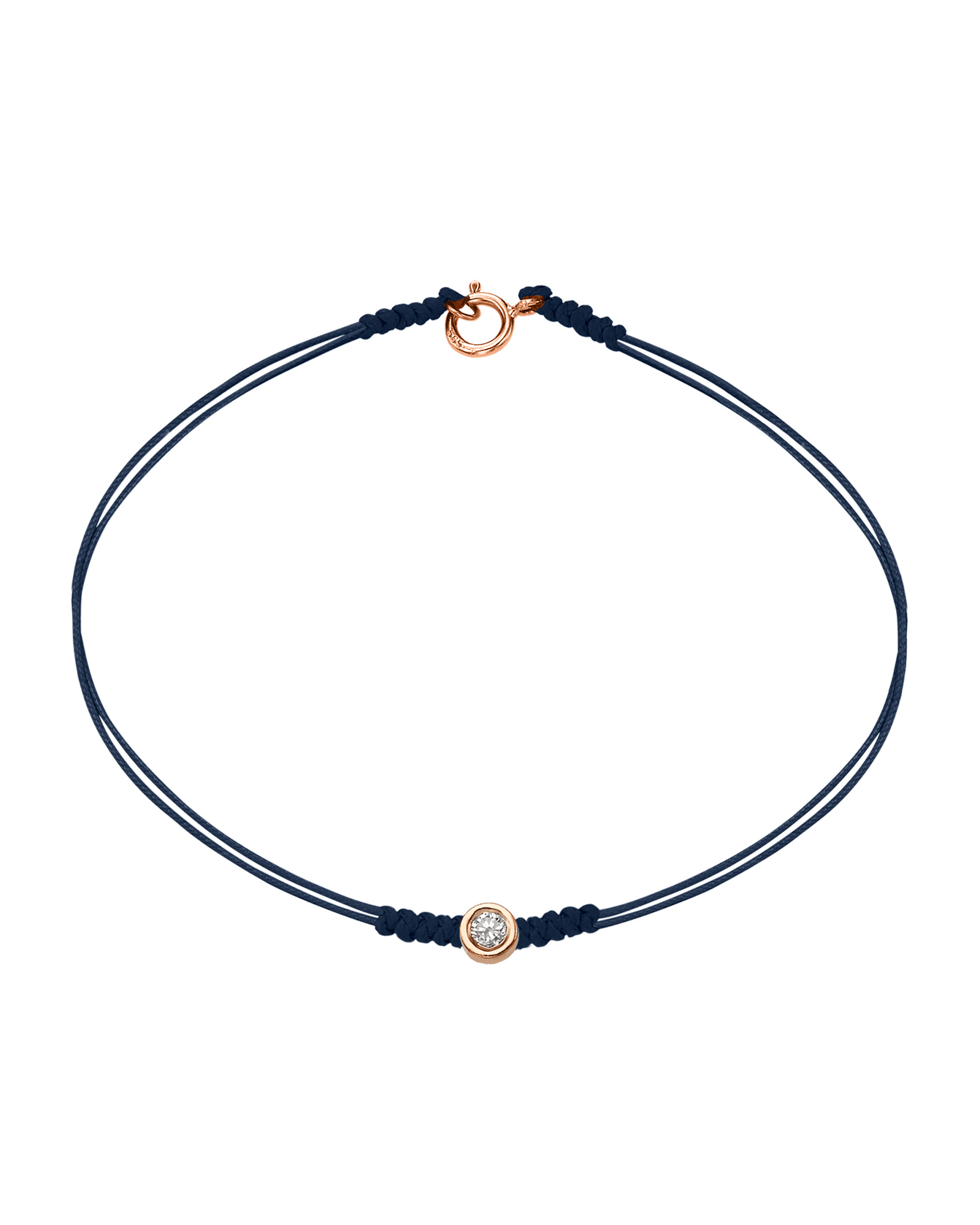 The Classic String of Love with clasp - 14K Rose Gold Bracelets 14K Solid Gold Navy Blue Medium: 0.04ct Small - 6 Inches (15.5cm)