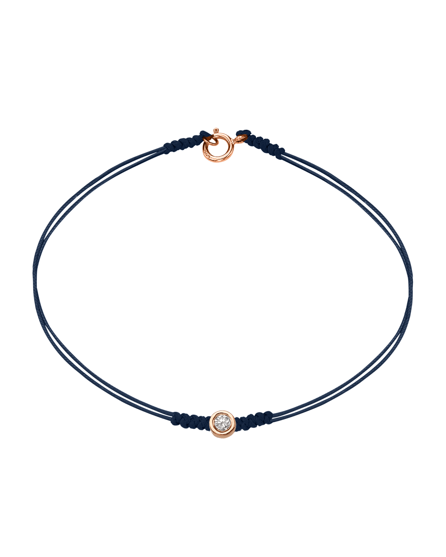 Le String of Love avec Fermoir - Or Rose 14 carats Bracelets 14K Solid Gold Bleu Marine Medium: 0.05 carats Small - 6 Inches (15.5cm)