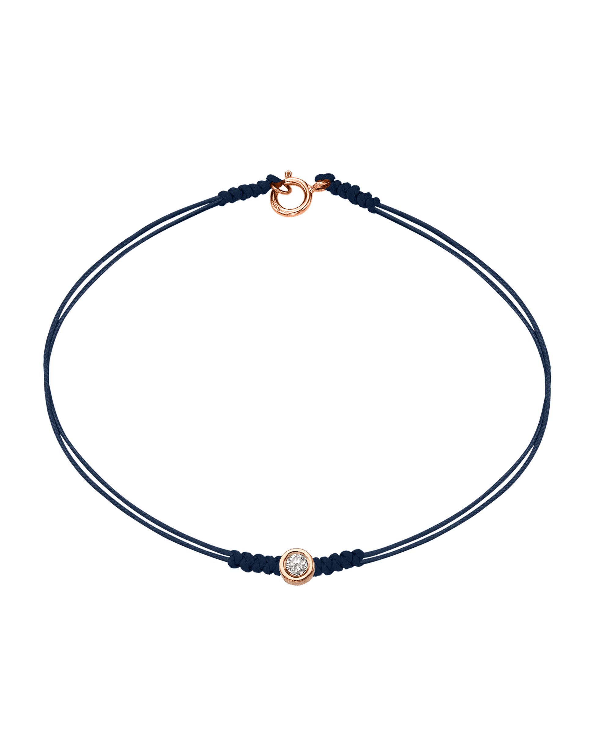 Le String of Love avec Fermoir - Or Rose 14 carats Bracelets 14K Solid Gold Bleu Marine Medium: 0.05 carats Small - 6 Inches (15.5cm)