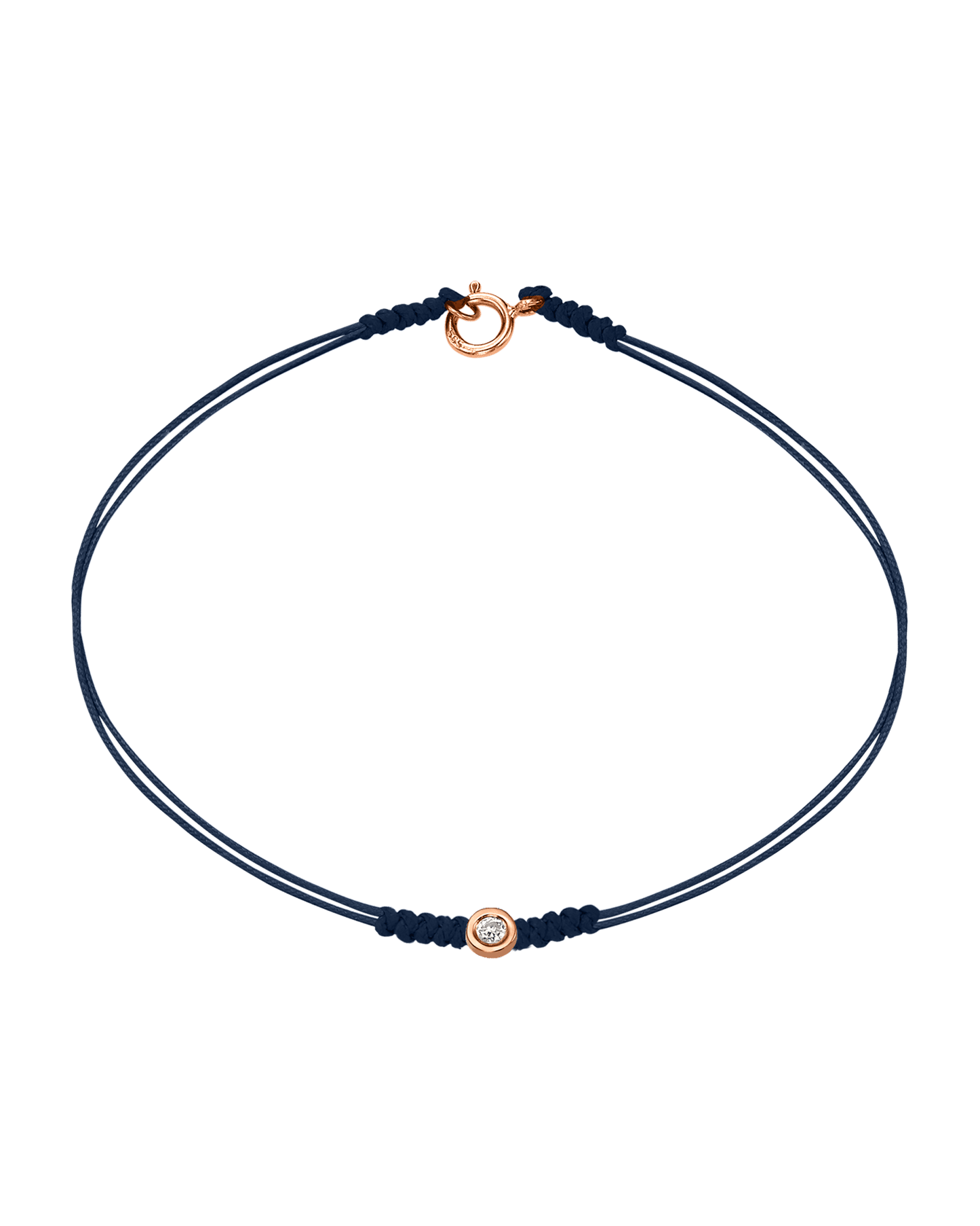 Le String of Love avec Fermoir - Or Rose 14 carats Bracelets 14K Solid Gold Bleu Marine Small: 0.03 carats Small - 6 Inches (15.5cm)