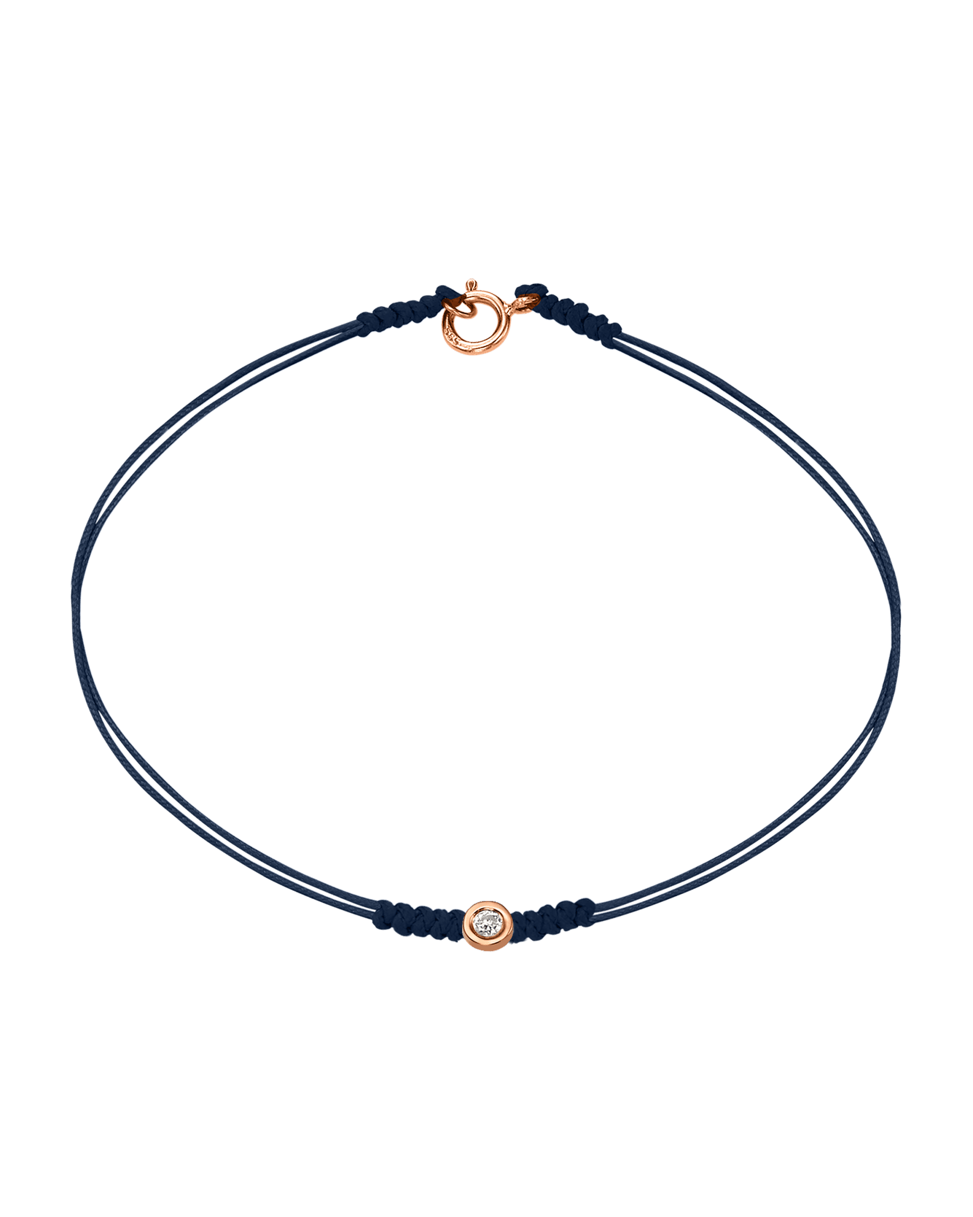 Le String of Love avec Fermoir - Or Rose 14 carats Bracelets 14K Solid Gold Bleu Marine Small: 0.03 carats Small - 6 Inches (15.5cm)