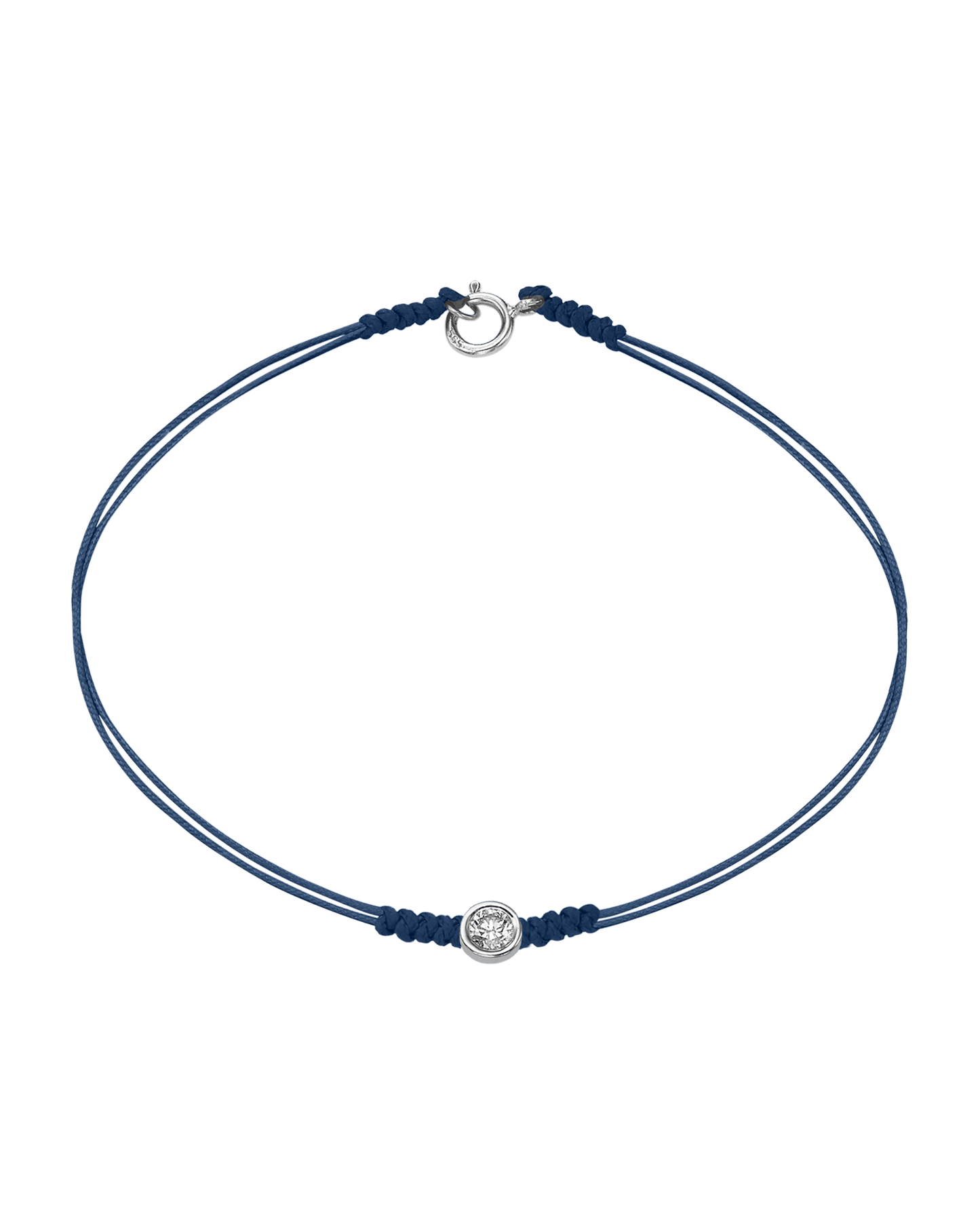 Le String of Love avec Fermoir - Or Blanc 14 carats Bracelets 14K Solid Gold Bleu Indigo Large: 0.10 carats Small - 6 Inches (15.5cm)