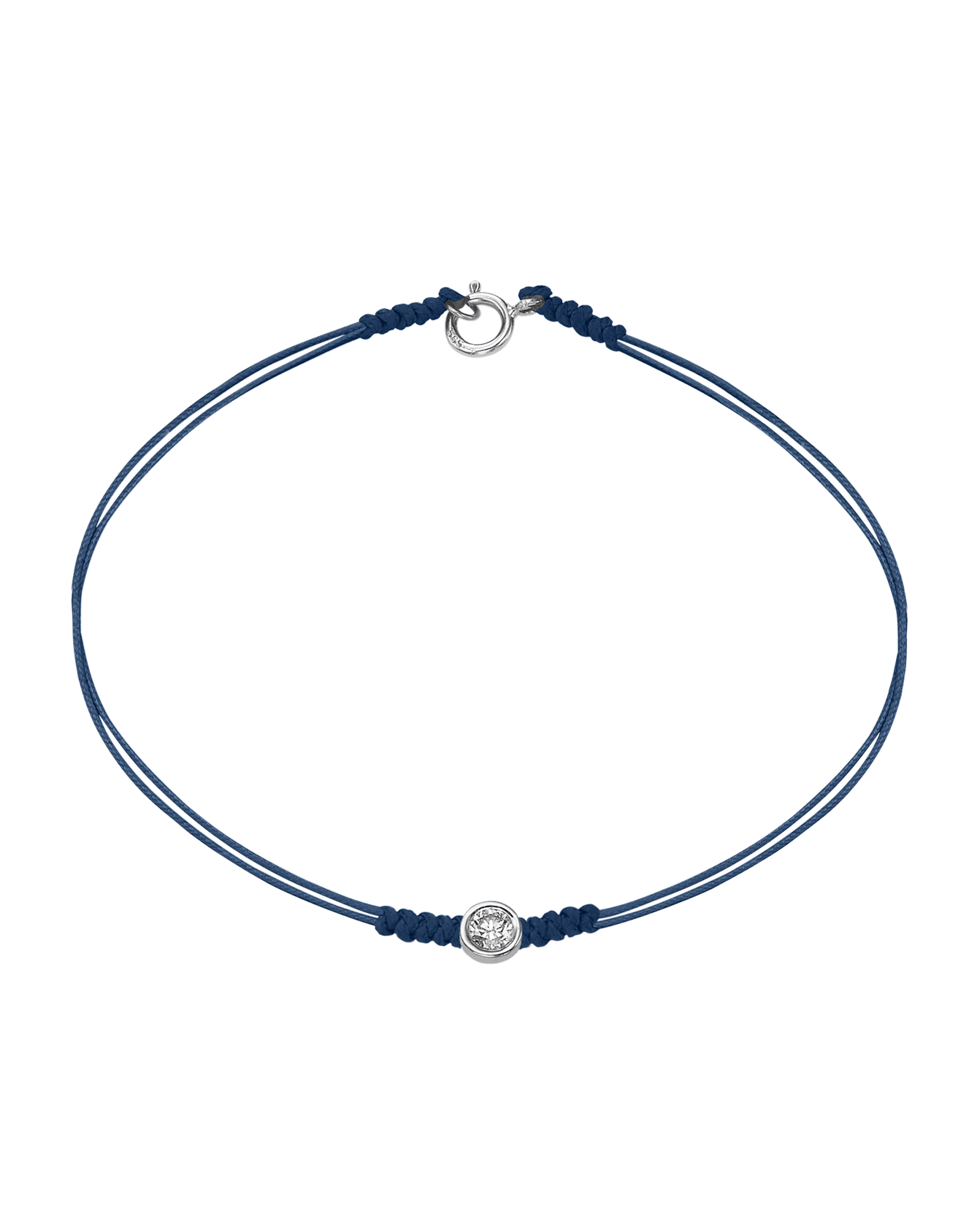 Le String of Love avec Fermoir - Or Blanc 14 carats Bracelets 14K Solid Gold Bleu Indigo Large: 0.10 carats Small - 6 Inches (15.5cm)