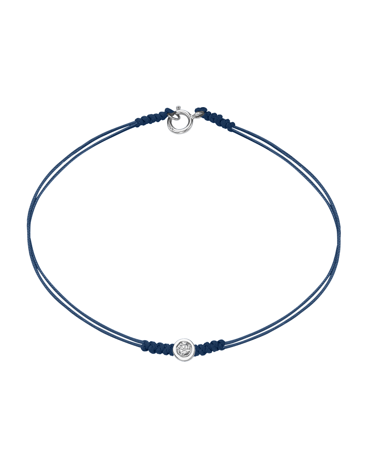 Le String of Love avec Fermoir - Or Blanc 14 carats Bracelets 14K Solid Gold Bleu Indigo Medium: 0.05 carats Small - 6 Inches (15.5cm)