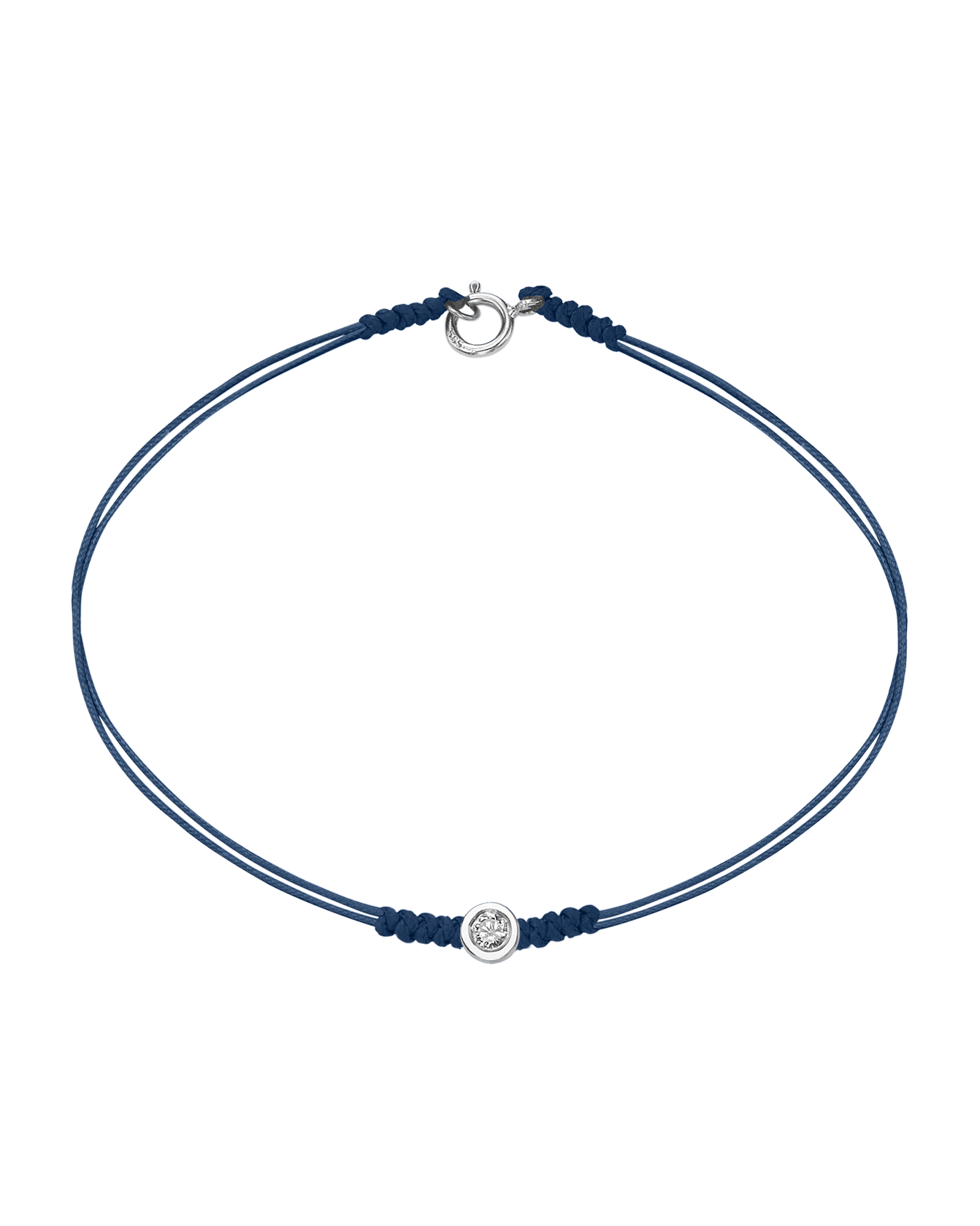 Le String of Love avec Fermoir - Or Blanc 14 carats Bracelets 14K Solid Gold Bleu Indigo Medium: 0.05 carats Small - 6 Inches (15.5cm)