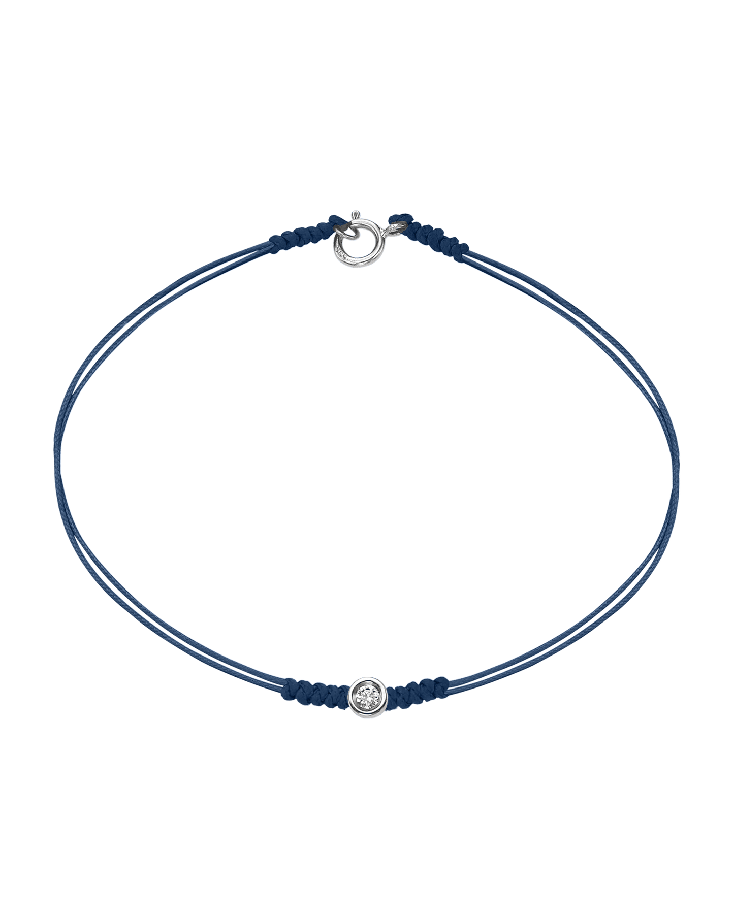 Le String of Love avec Fermoir - Or Blanc 14 carats Bracelets 14K Solid Gold Bleu Indigo Small: 0.03 carats Small - 6 Inches (15.5cm)