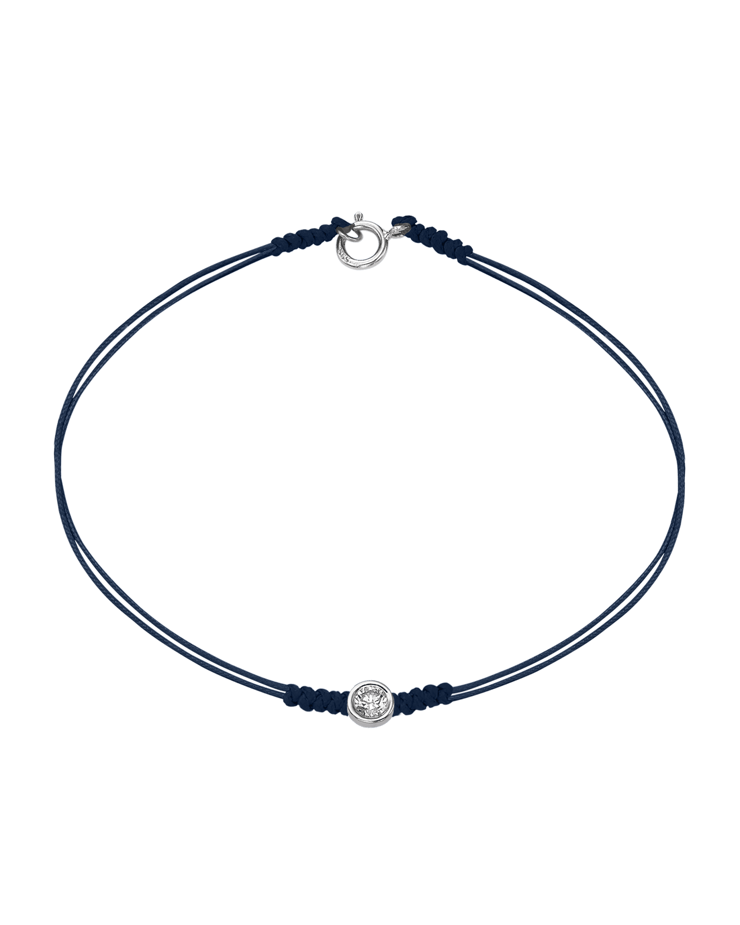 Le String of Love avec Fermoir - Or Blanc 14 carats Bracelets 14K Solid Gold Bleu Marine Large: 0.10 carats Small - 6 Inches (15.5cm)