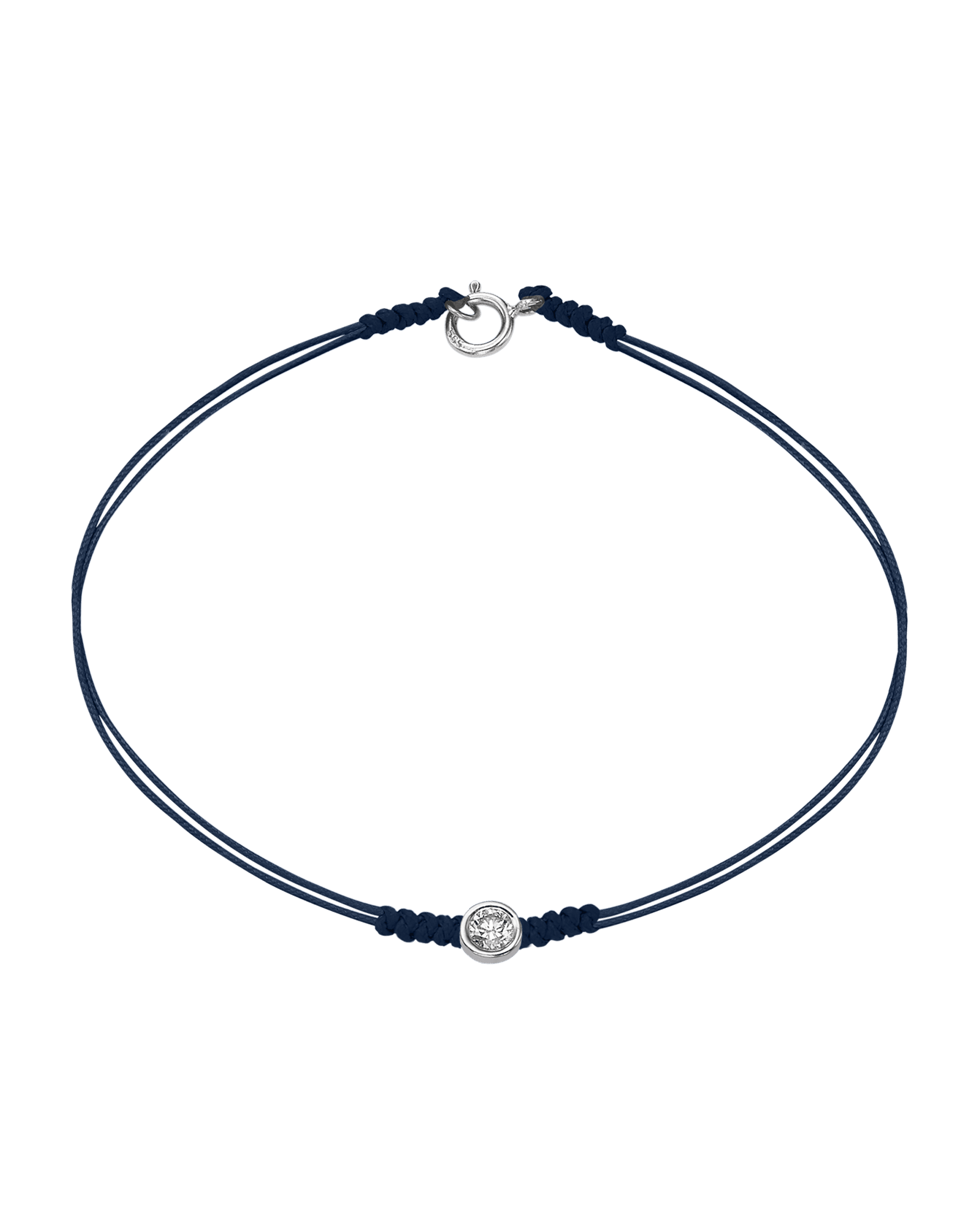 Le String of Love avec Fermoir - Or Blanc 14 carats Bracelets 14K Solid Gold Bleu Marine Large: 0.10 carats Small - 6 Inches (15.5cm)