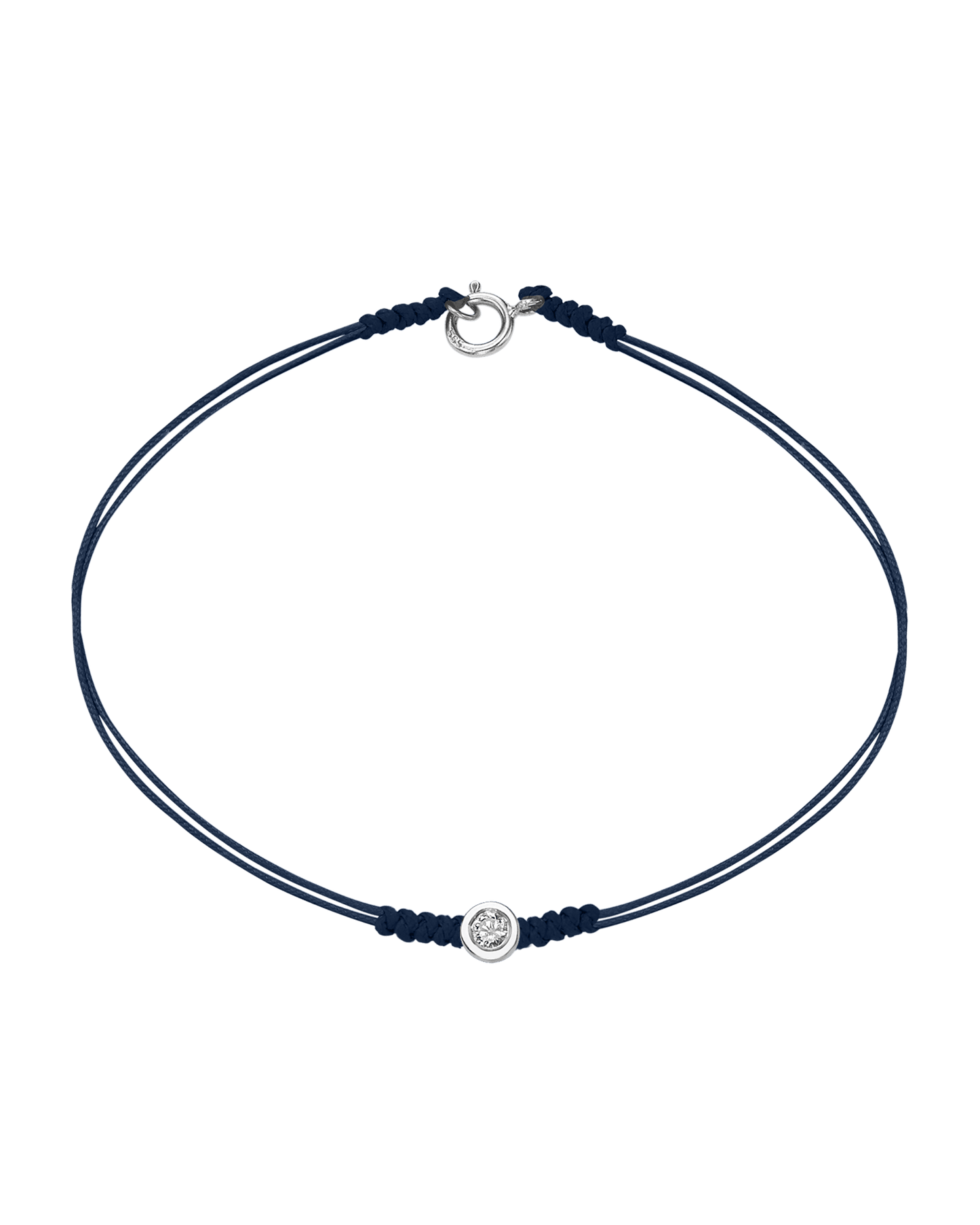 The Classic String of Love with clasp - 14K White Gold Bracelets 14K Solid Gold Navy Blue Medium: 0.04ct Small - 6 Inches (15.5cm)