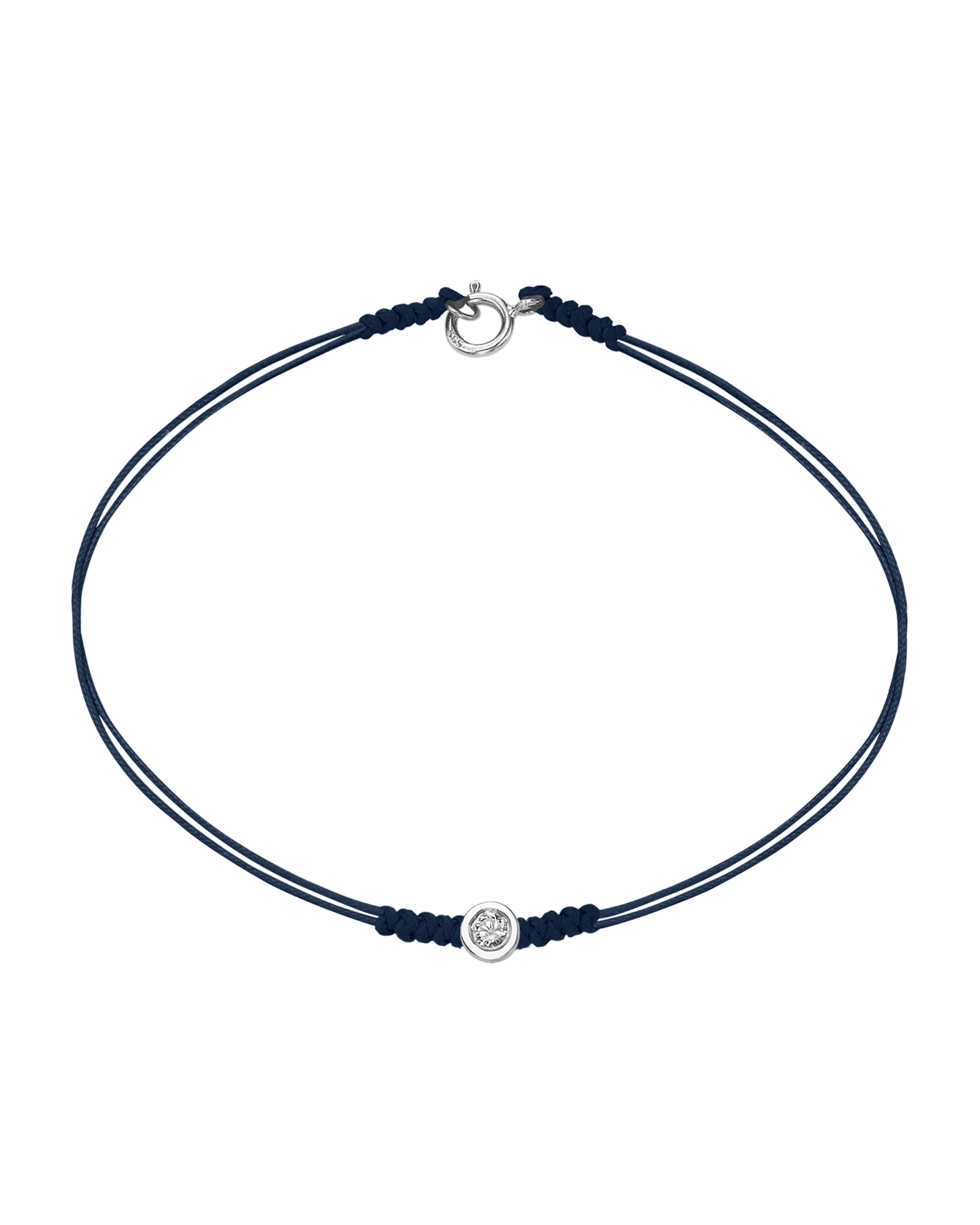 Le String of Love avec Fermoir - Or Blanc 14 carats Bracelets 14K Solid Gold Bleu Marine Medium: 0.05 carats Small - 6 Inches (15.5cm)